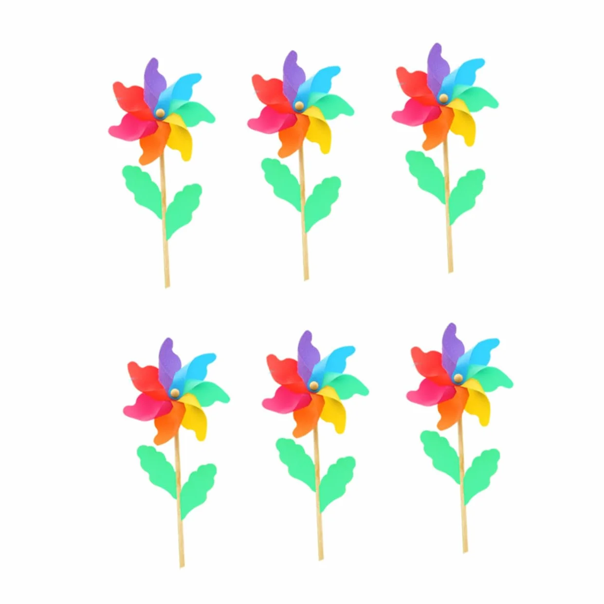 6 Piezas Pinwheels de Madera con Colorido para Jardín Decoración Exterior y Amigos
