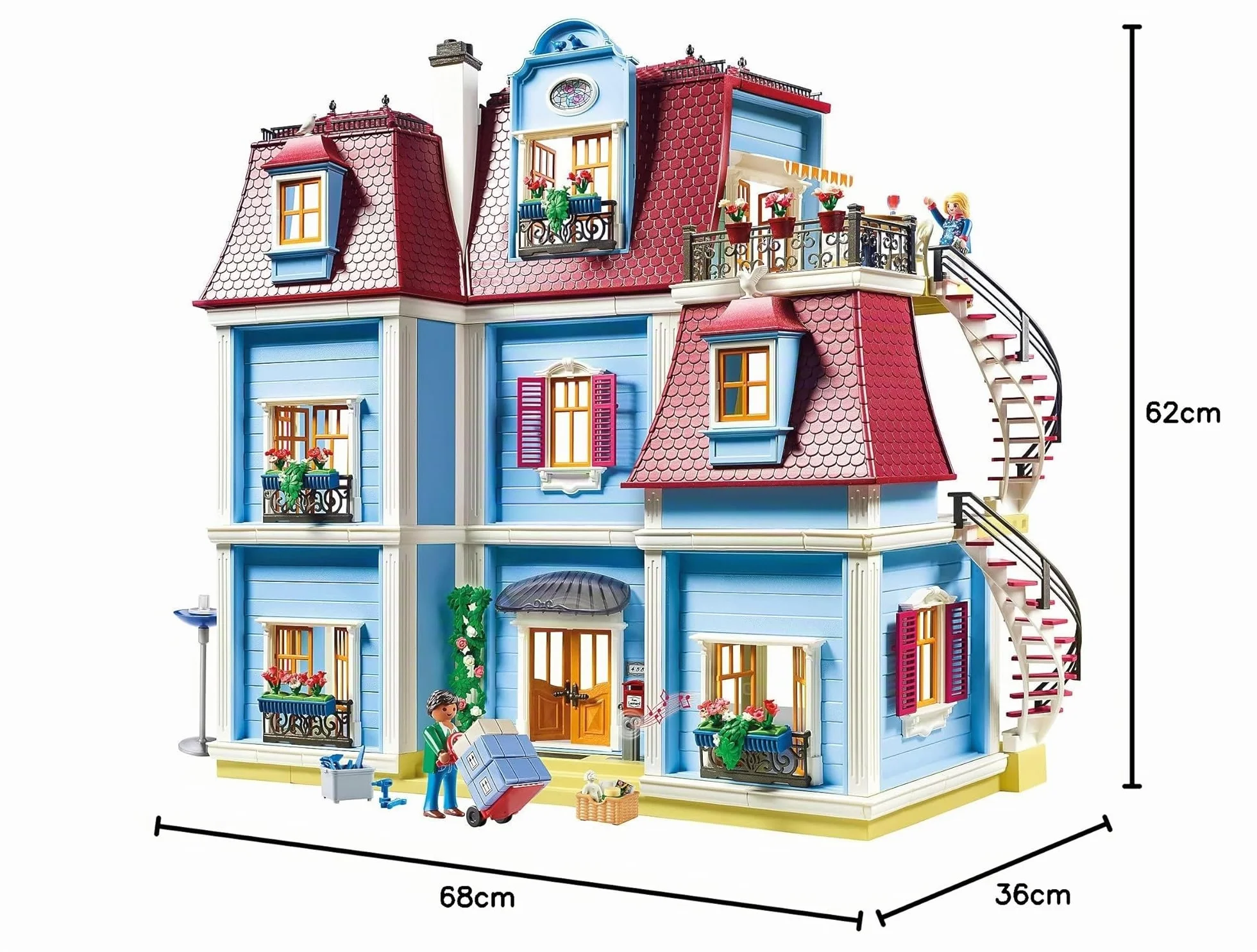 PLAYMOBIL Dollhouse 70205 Casa de Muñecas, con Timbre Real, A partir de 4 años