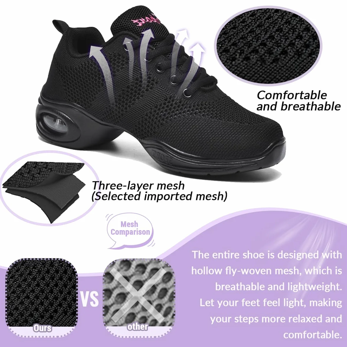 Hixingo Zapatillas de Deporte Jazz para Mujeres, Zapatos de Baile Antideslizantes Transpirables