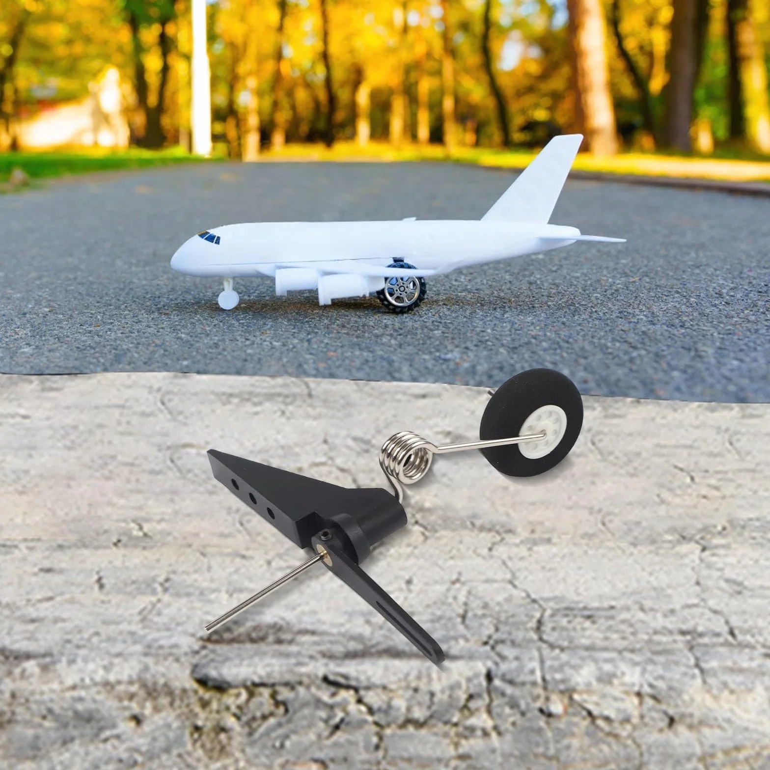 Conjunto de soporte de rueda trasera de avión RC para modelos de ala fija de tamaño 60-120 - Plástico ligero+metal+esponja tren de aterrizaje con apertura de 30 mm, 70 mm