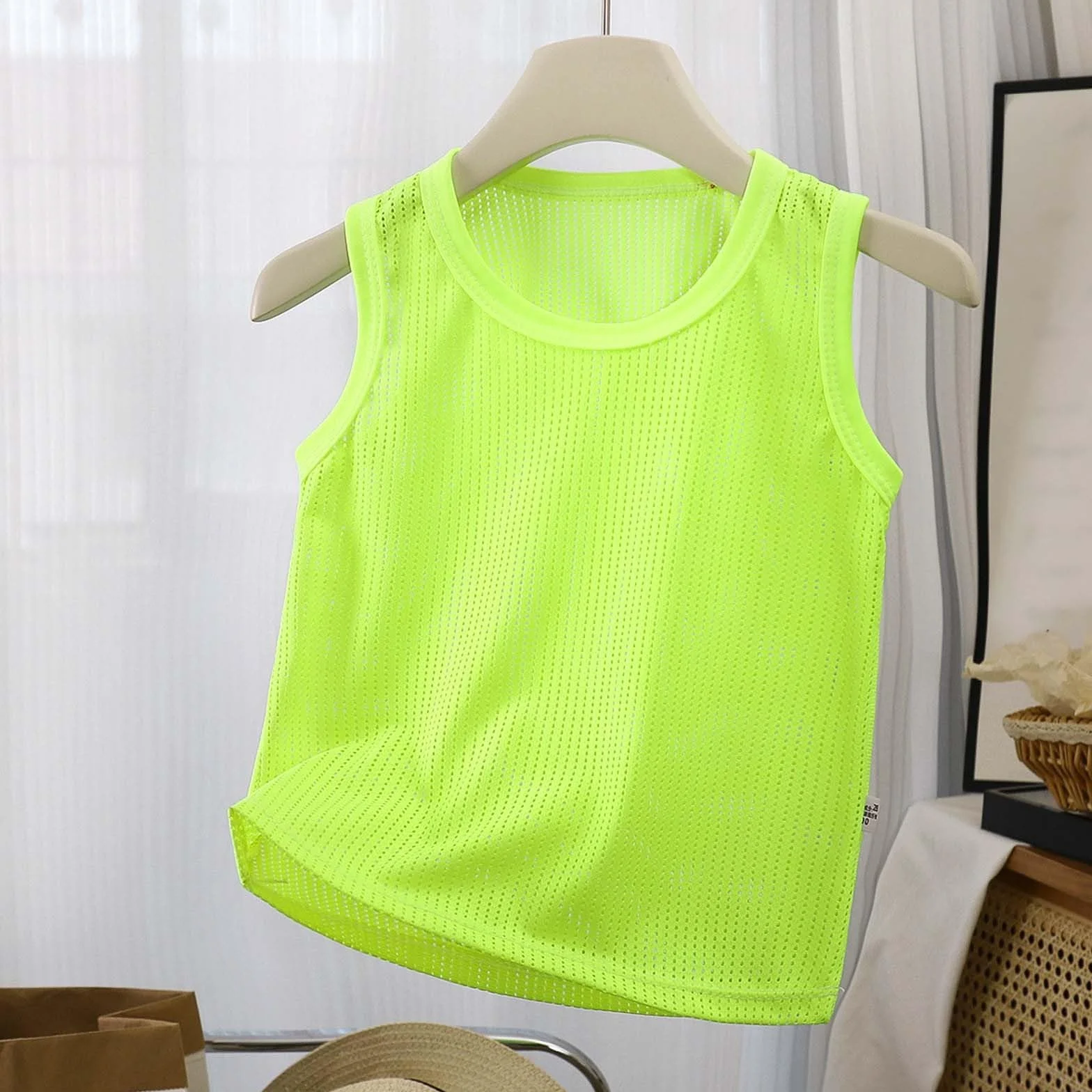 Camiseta de Verano sin Mangas para Niños Transpirable Malla Cómodo Deportivo