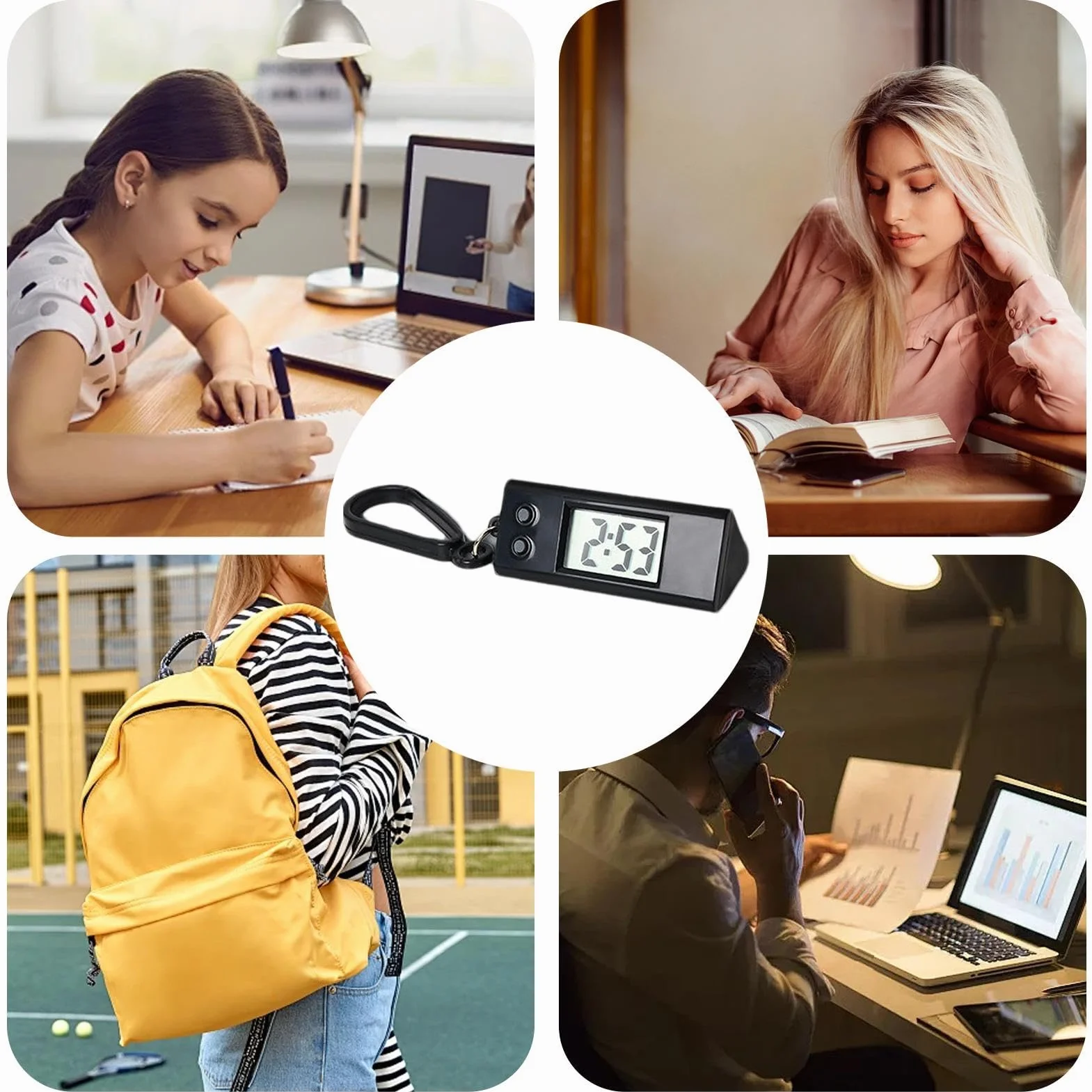 Reloj de Bolsillo Digital con Pantalla Transparente Llavero Preciso