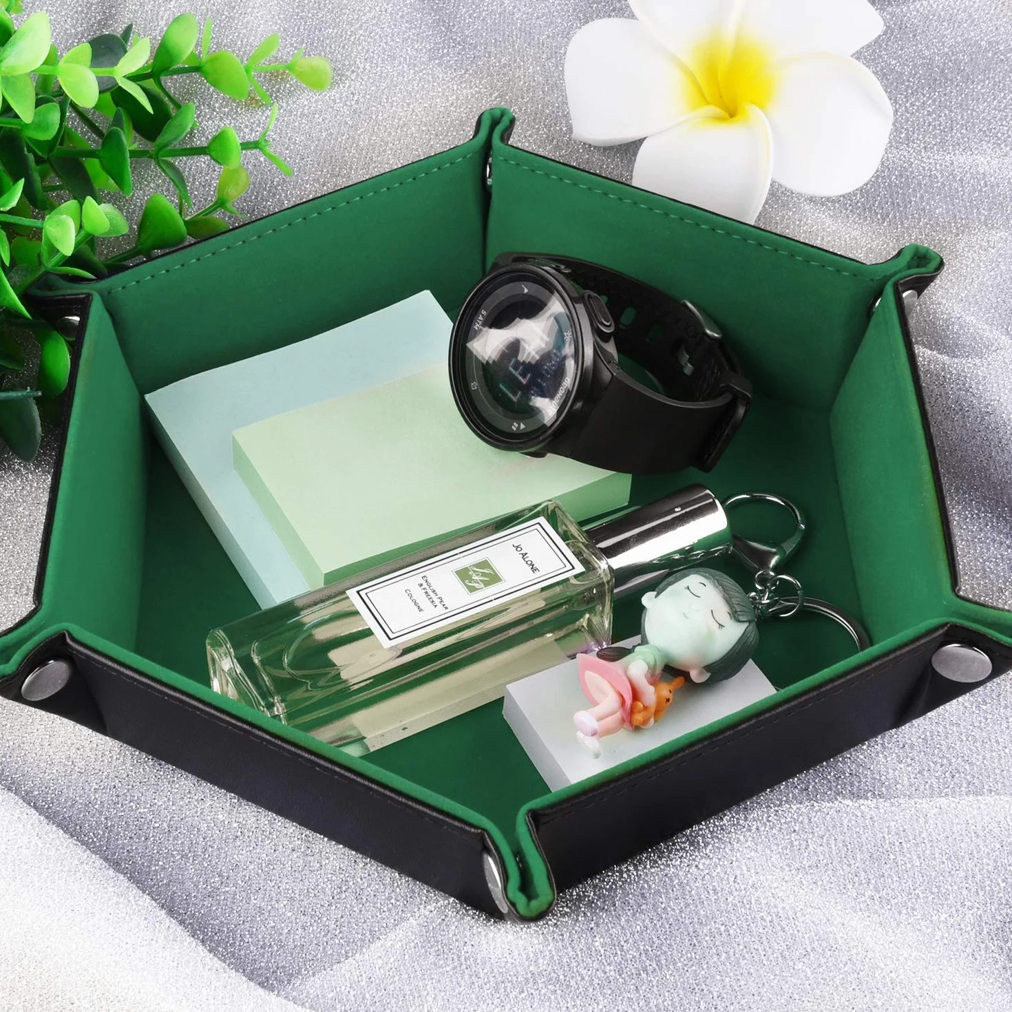 SIQUK Bandeja de Dados de Doble Tablero de Dados, Cuero Plegable de hexágono PU y Soporte de Dados de Terciopelo Verde Oscuro para Mazmorras y Dragones Juego de Dados D&D y Otros Juegos de Mesa