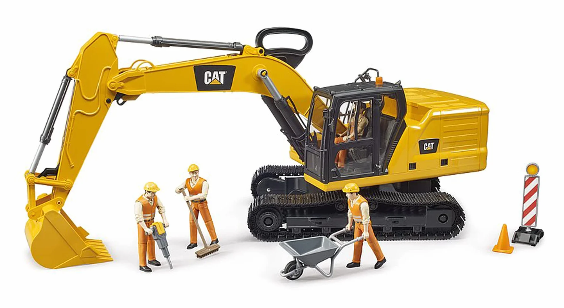 bruder 02483 - Excavadora de cuchara Cat, vehículo para obras, excavadora de cuchara, vehículo