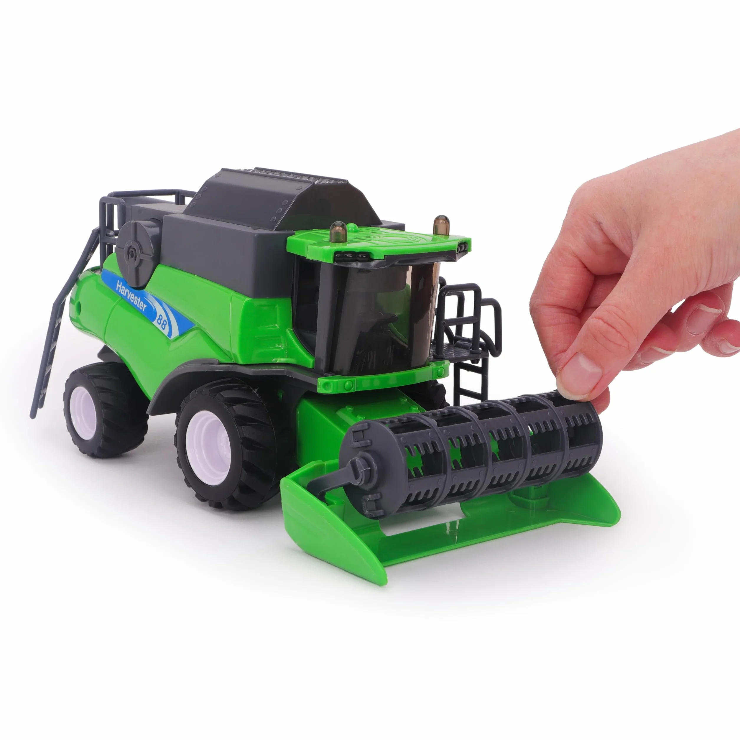 Toyland® 26cm (10”) Cosechadora de Juguete Verde a Escala 1:32 - Vehículo agrícola impulsado por fricción con Piezas móviles - Juego Interactivo para niños - Más de 3 años