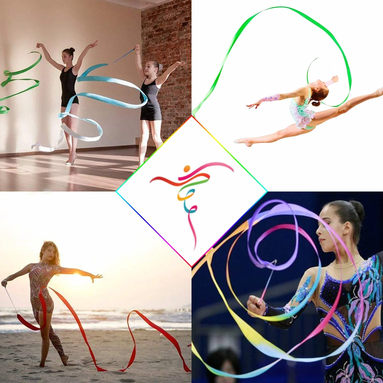 Danza Cinta 2 Metros Cintas de Baile Streamers Gimnasia Rítmica Varitas para Niños 22 Piezas