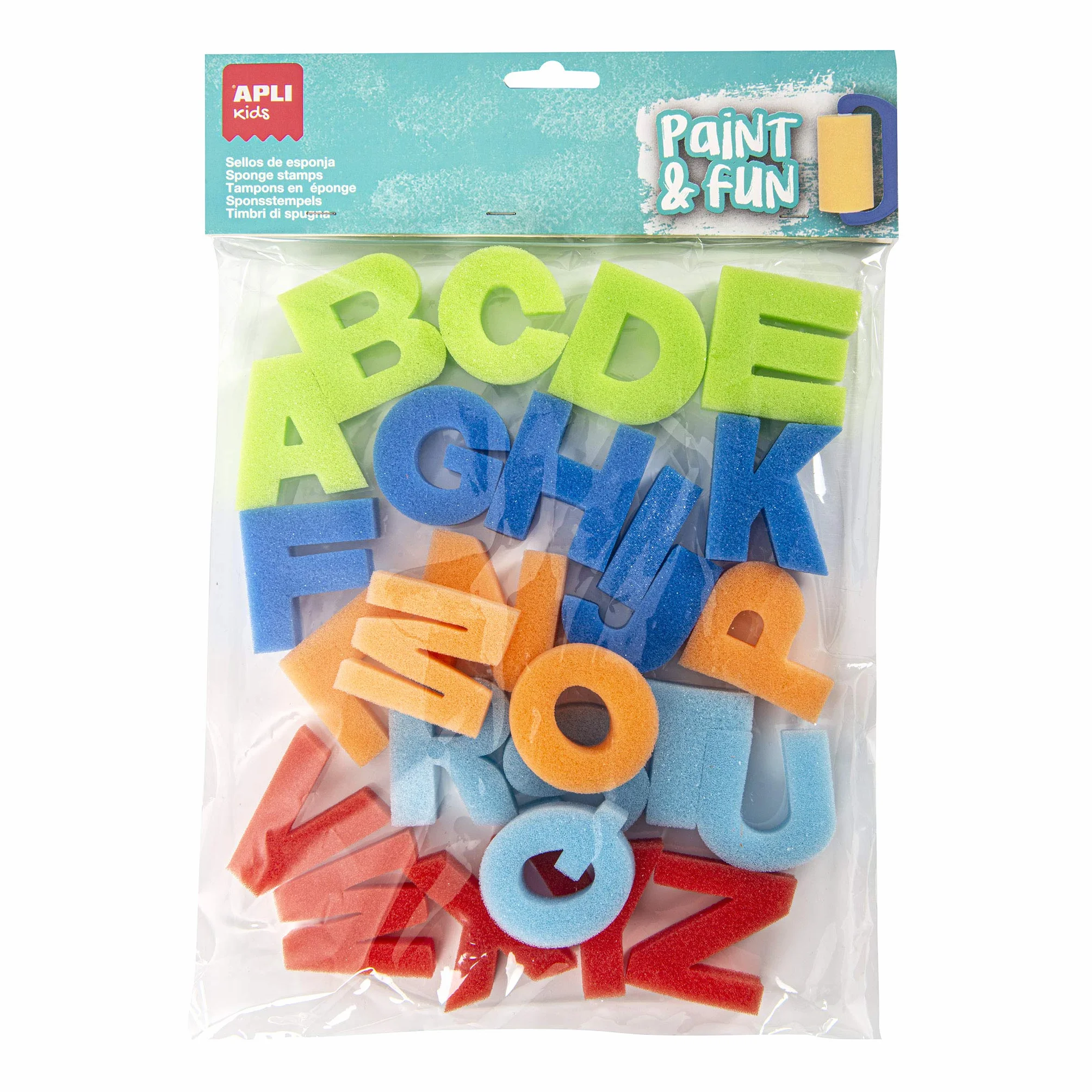 APLI Kids - Paint & Fun Sellos de Esponja ABC, 26 Piezas, Multicolor (17465)