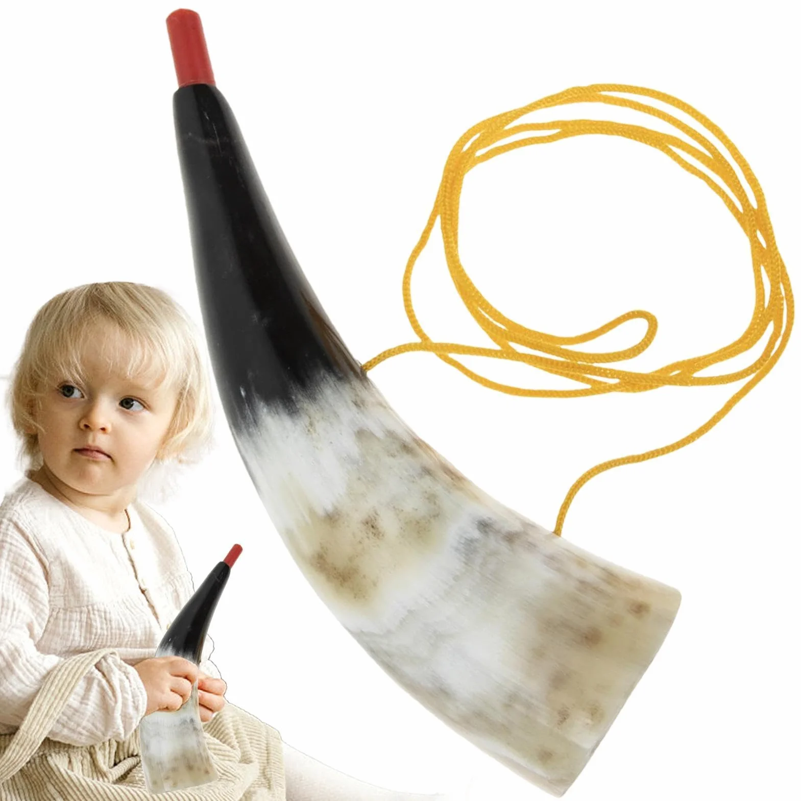 De Cuerno Vikingo, Accesorio Musical Portátil para Trompeta De Al Aire Libre | Construcción De Bocina Pulida Natural De 210 G, Equipo De Efectos De Sonido Animador Juegos De
