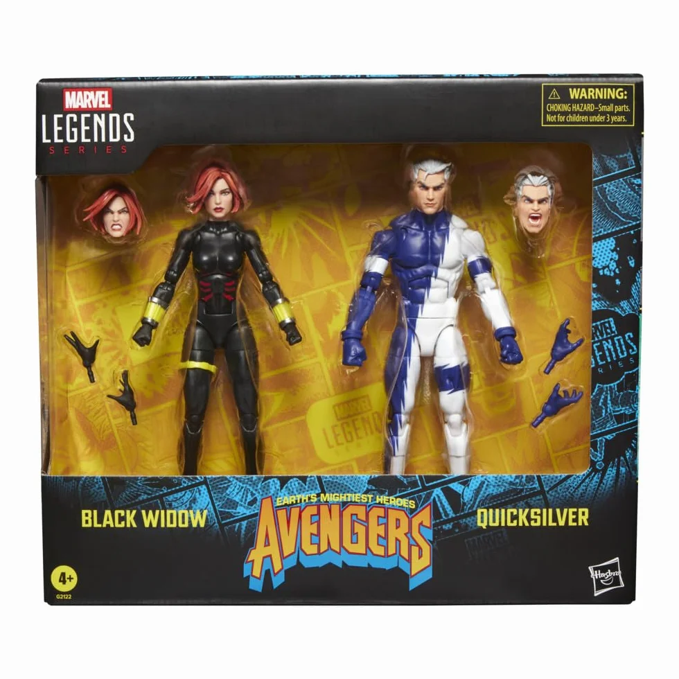 Marvel Legends Series, Black Widow y Quicksilver, Avengers: The Crossing, Figuras coleccionables de 15 cm inspiradas en los cómics