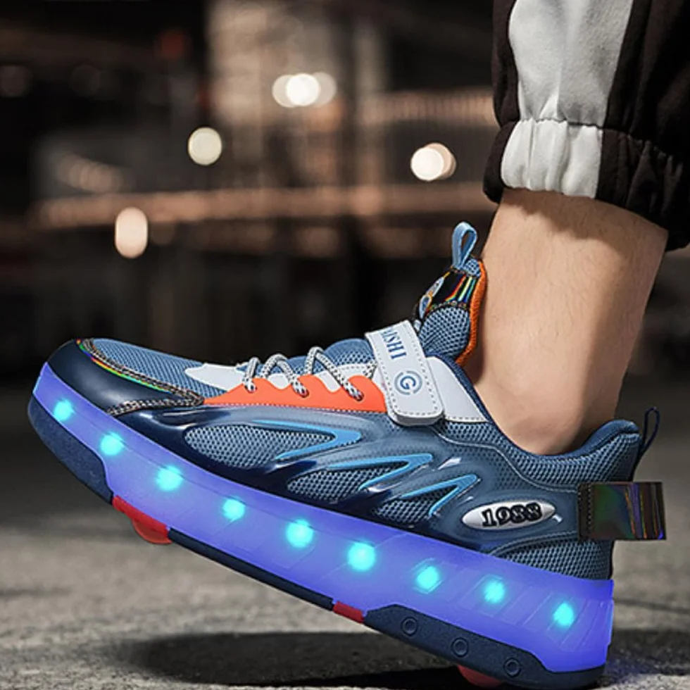 Hixingo Zapatillas con Ruedas Niña Niño, Malla 2 en 1 con Luz LED y Patines