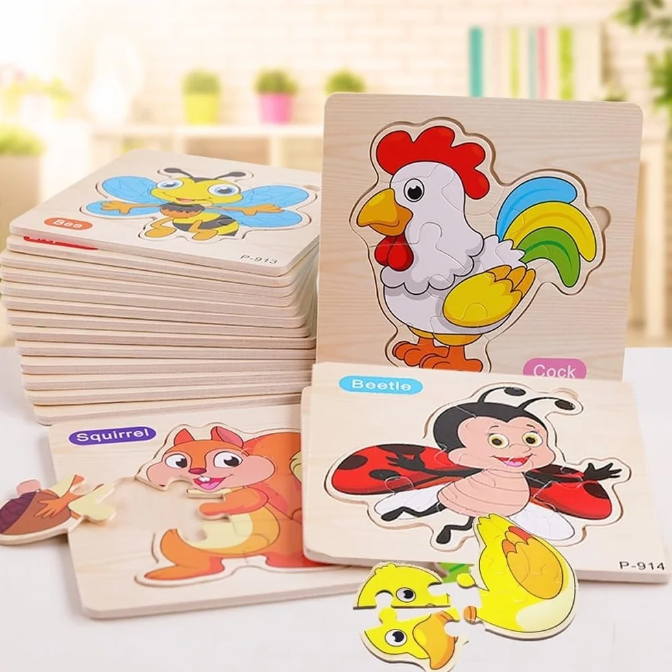Puzzle Madera Niños 1 2 3 años Juguetes Montessori Educativos Animales 16 PCS