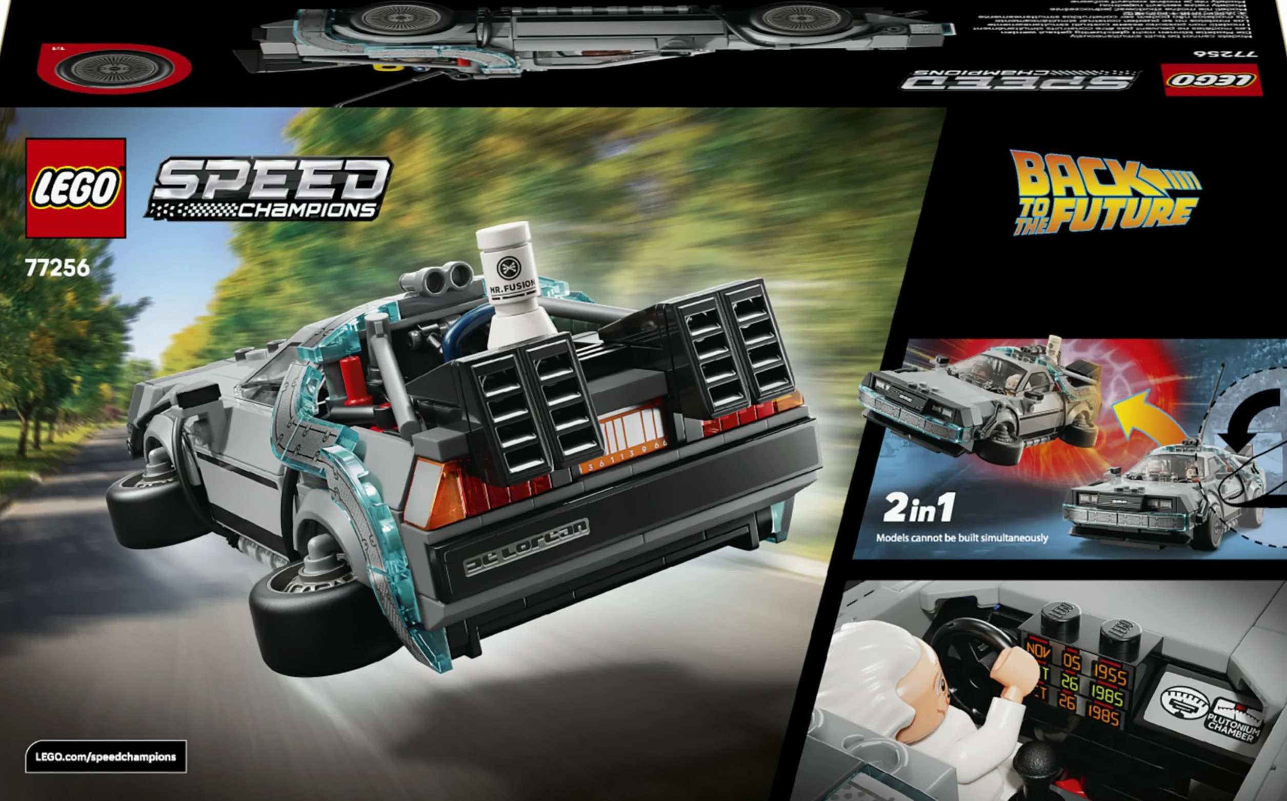 LEGO Speed Champions Máquina del Tiempo de Regreso al Futuro - Maqueta de Coche de Juguete con Minifiguras de Marty McFly y Doc Brown - Regalo para Niños y Niñas de 9+ Años y Fans de la Película 77256