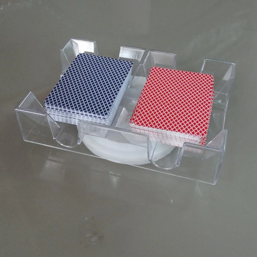 Bandeja giratoria de 2 cubiertas/6 cubiertas, giratoria suave de 360 grados, bandeja de cartas de juego, práctico titular de cartas, organizador de juegos de cartas transparente