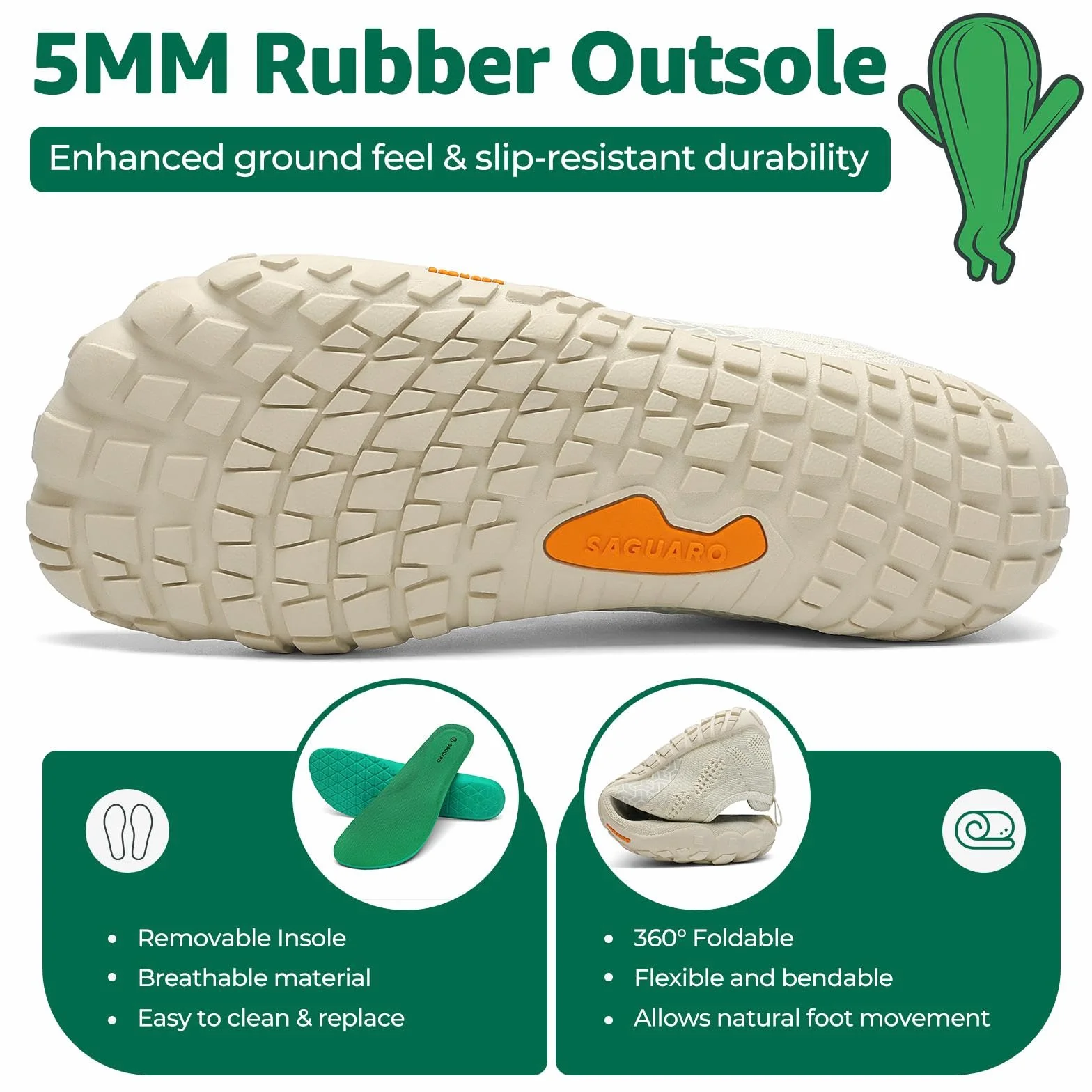 SAGUARO Zapatillas de Trail Barefoot Hombre Mujer Transpirable Antideslizante Minimalistas
