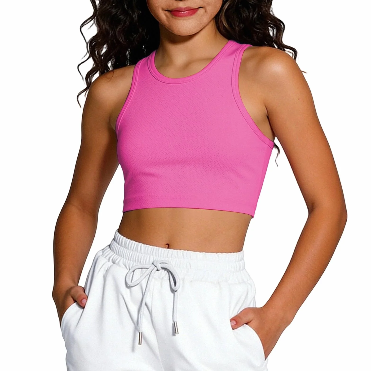 Camiseta sin Mangas Deportiva para Niñas Transpirable Elástica