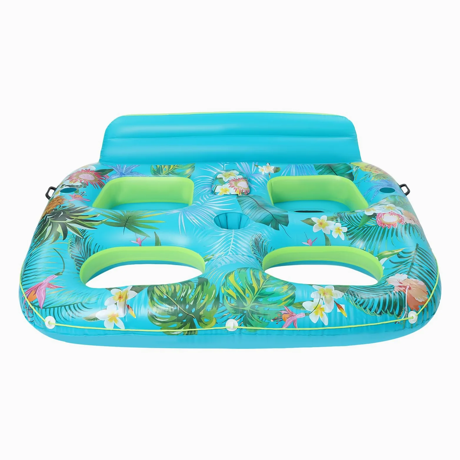Colchón hinchable para 2 personas, sillón flotante con soporte para bebidas y asa, piscina con red, perfecto para vacaciones, piscina, piscina al aire libre