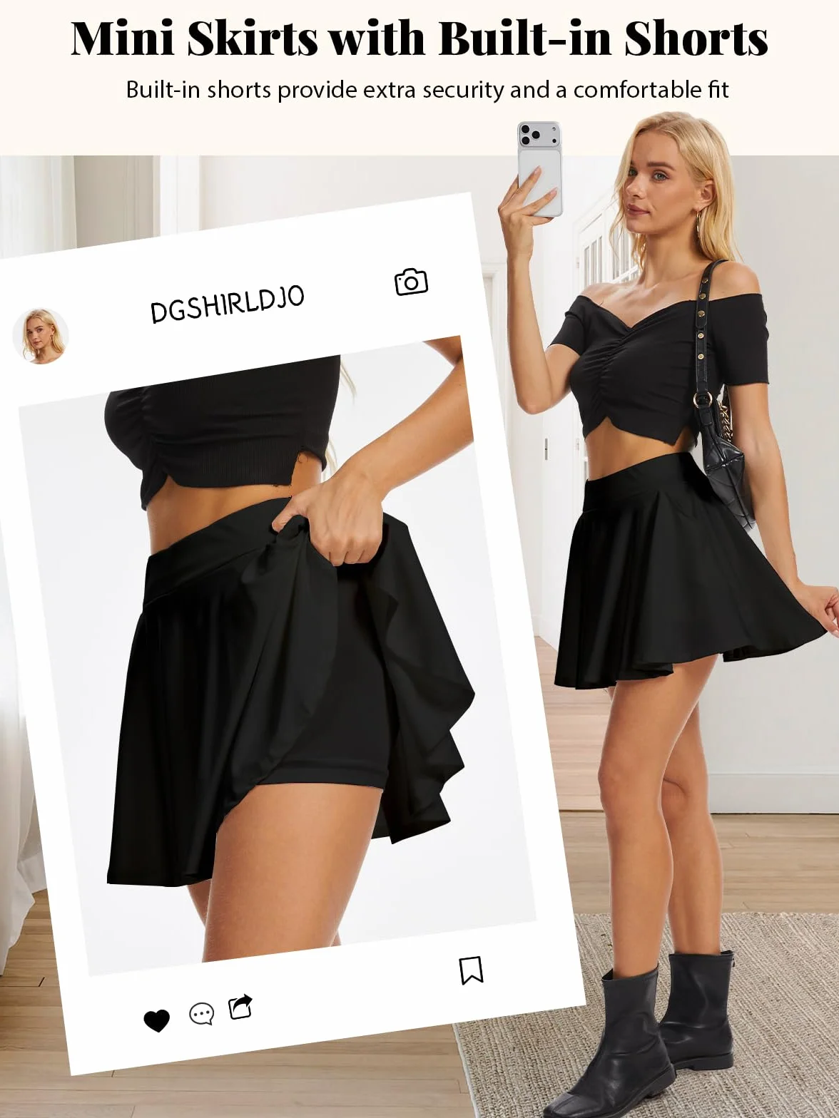 Falda Patinadora para Mujer Cintura Alta Elástica Bolsillos Minifalda de Tenis XS-XXL