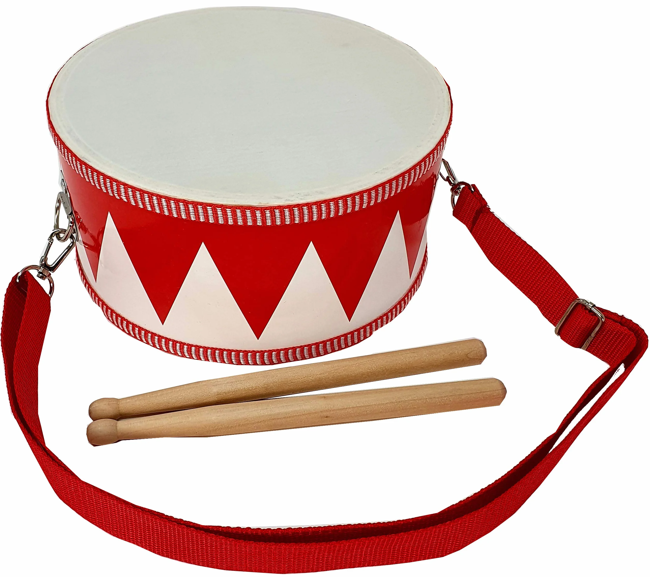 MLI, Tambor de Madera para Niños FOREST TGE Correa y Baquetas, Instrumento Musical, Dibujos Rojos y Blancos - Rockmusic