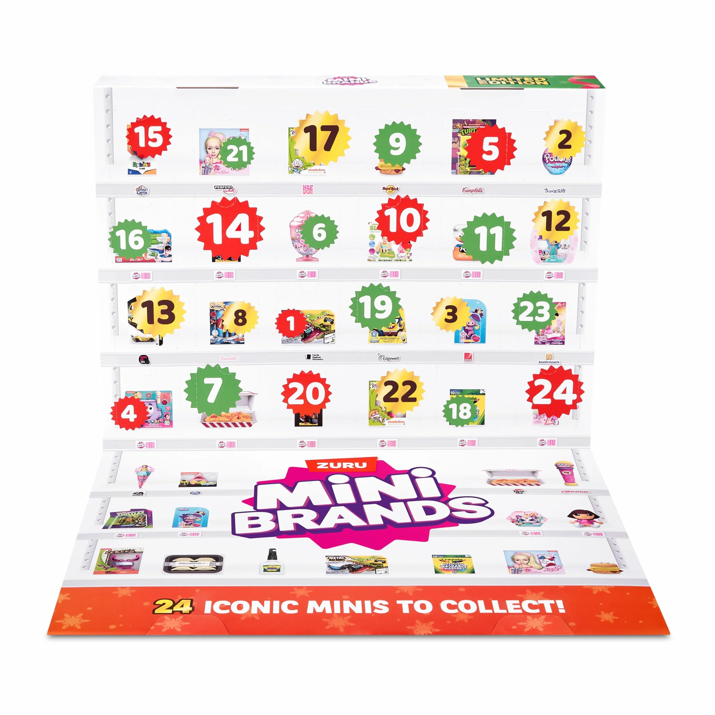 Mini Brands Calendario de Adviento 2024 de ZURU Mini Brands Edición Limitada, calendario de Adviento con 4 minis exclusivos, Mystery Collectibles Toys viene con 24 minis