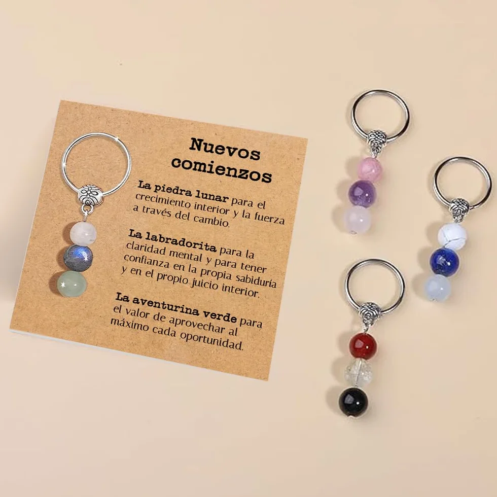 Bramart Llavero Personalizado con Cristales Naturales Regalo Piedras Curativas para Hombre y Mujer