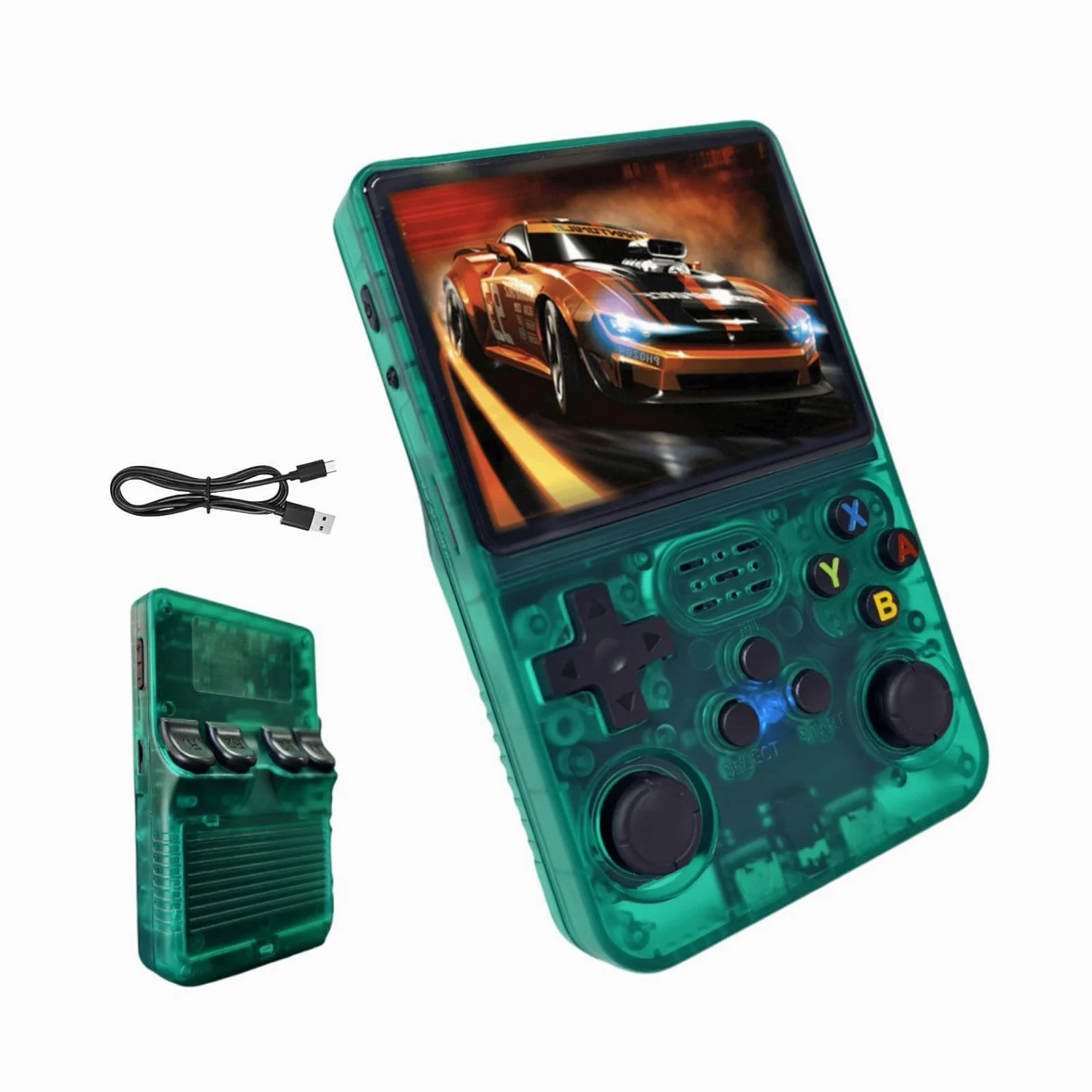 Portable Retro Handheld Game Console, 3.5inch IPS Screen, 10+ Mainstream Emulator, 64G TF Card, 15000+ Classic Games, 3500mAH Battery (64G Green)