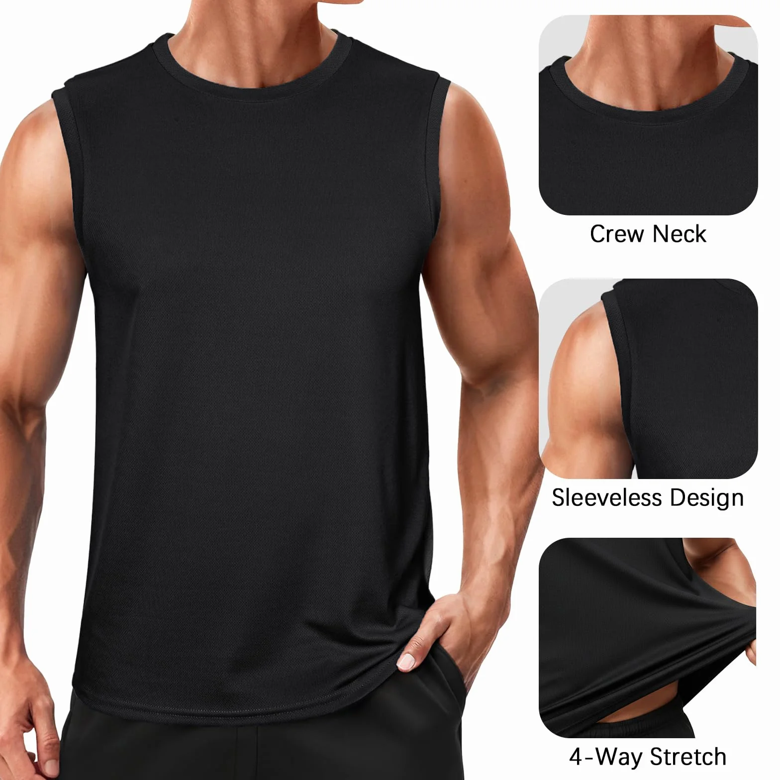 Camiseta de Tirantes Hombre Deportiva Sin Mangas Fitness Transpirable Secado Rápido Elástica S-3XL