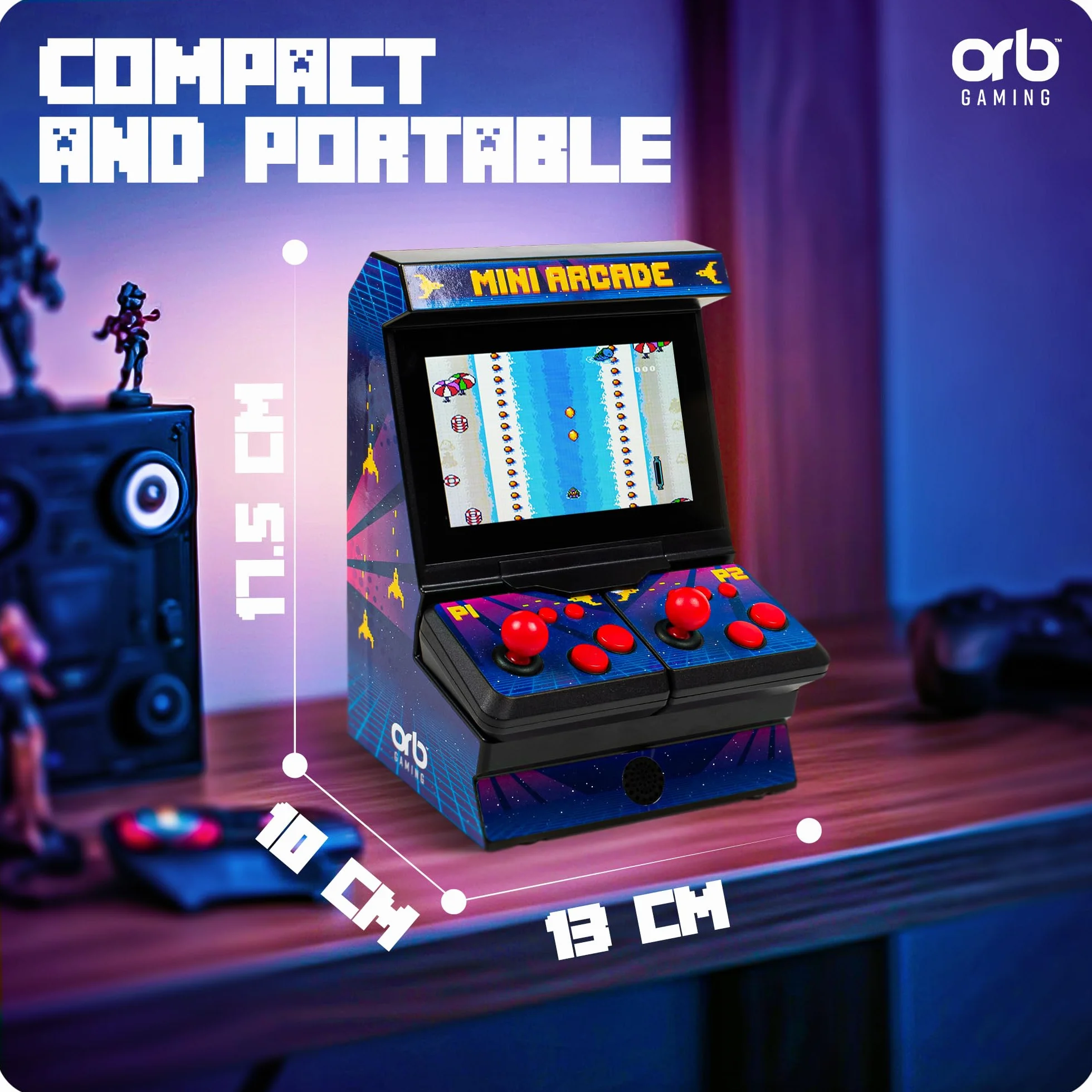 THUMBS UP Mini Arcade 2 Jugadores 300 Juegos 15Cm