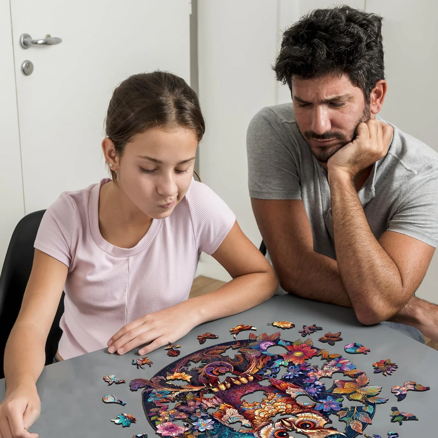 Jigfoxy Puzzle de madera para adultos, rompecabezas de búho para adultos, rompecabezas de madera para adultos y niños, juguete educativo único en forma de animal para amigos de la familia XL