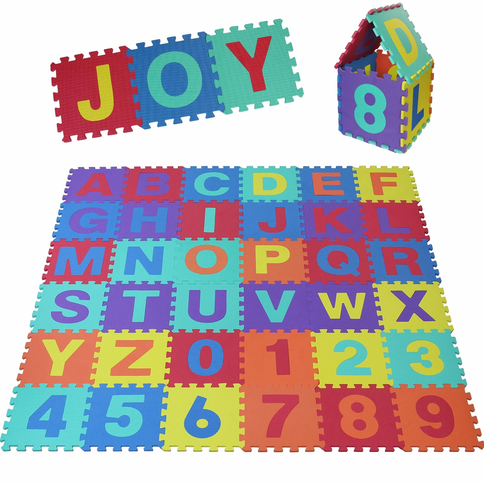 ALPIDEX Alfombra Puzzle Infantil 36 Piezas Goma EVA Letras Números Rompecabezas Colorido