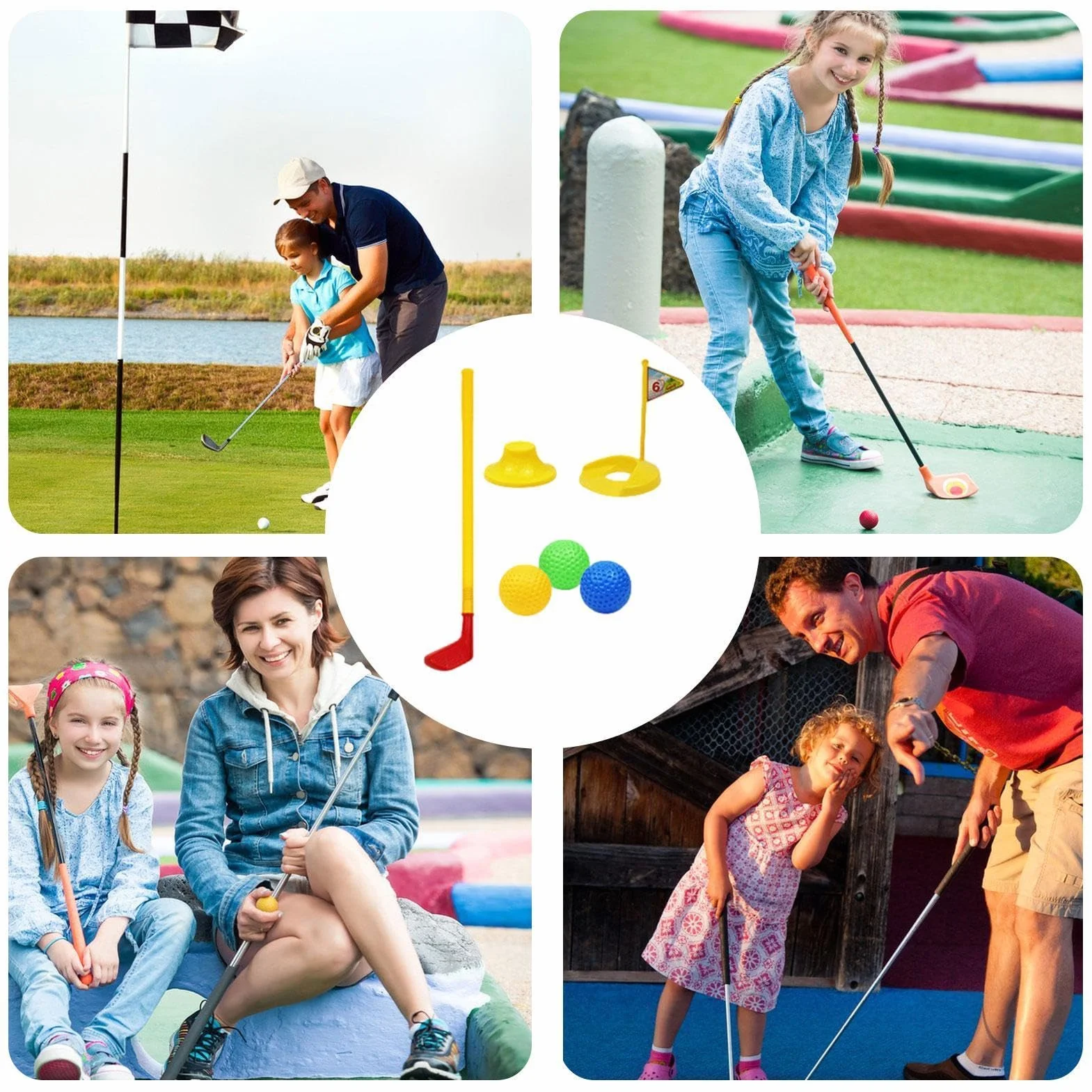 Juego de Golf para niños pequeños | Juego de Juguetes de Golf portátil para niños - de Juguetes de interacción Entre Padres e Hijos para pequeños, para césped, jardín, Patio