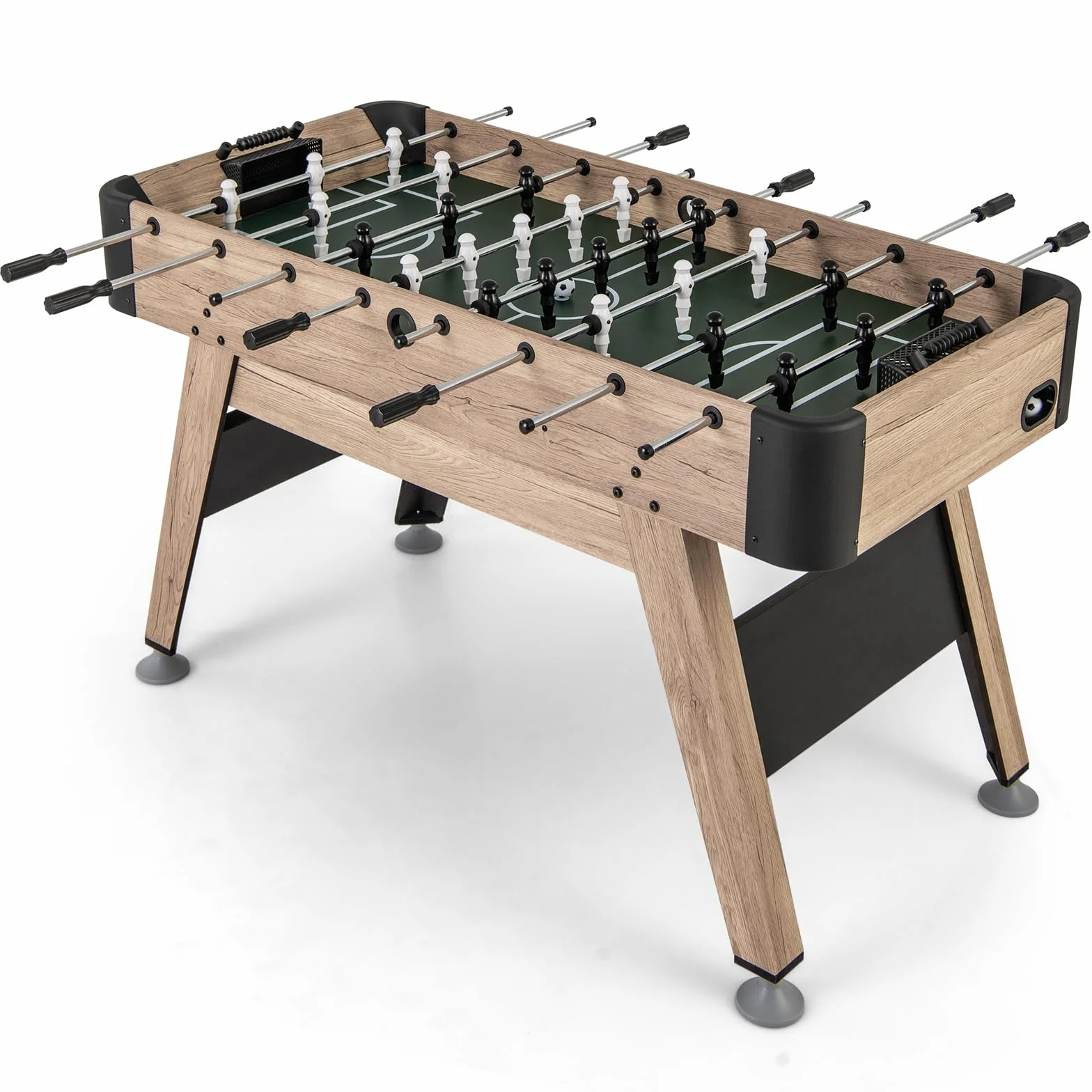 COSTWAY Futbolín de Madera, Mesa de Juego de Fútbol de Arcade con 2 Pelotas y 26 Jugadores, 2 Marcadores de Cuentas, Niveladores de Patas Ajustables para Niños y Adultos, para Sala de Juegos, Fiestas