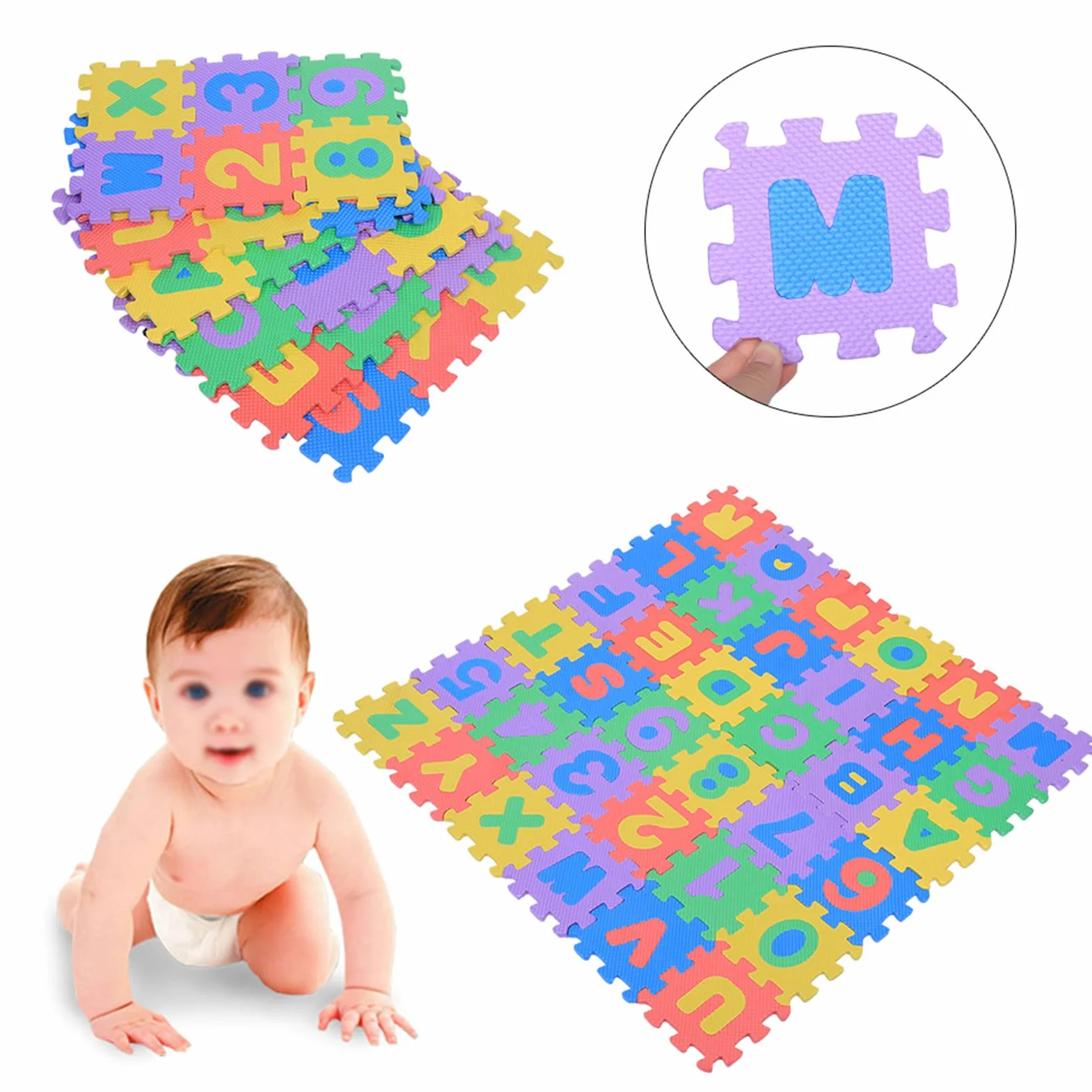 Alfombra de Juego de Espuma EVA Suave para Bebés y Niños, Alfombra de Aprendizaje de Números y Letras, Duradera y Segura, para Niños, Color Aleatorio