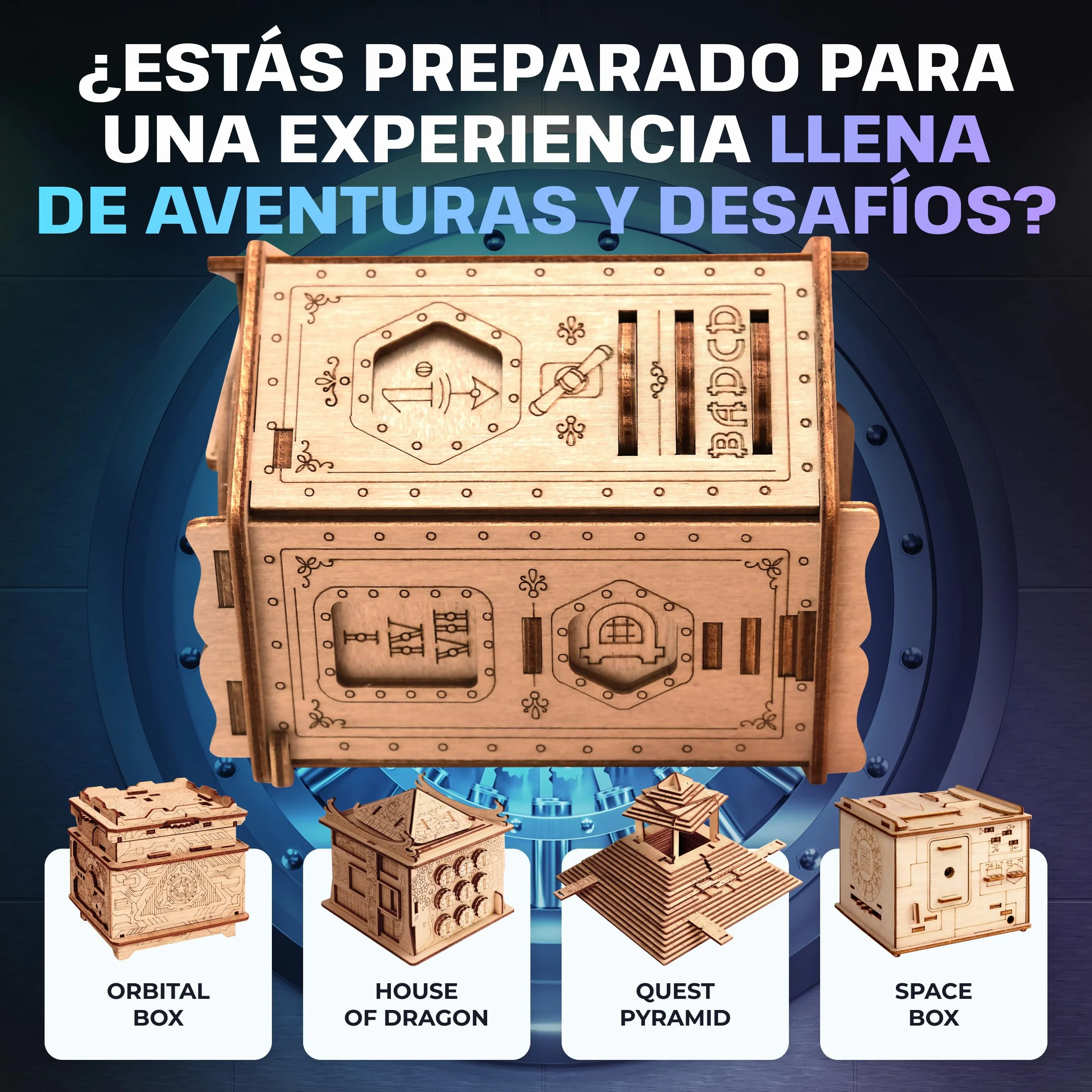 ESC Welt Fort Knox Pro - Сaja Rompecabezas de Madera con Compartimentos Ocultos para Adolescentes - Caja Secreta para Jugar en Familia - Caja Escape Room para Fanáticos de los Rompecabezas