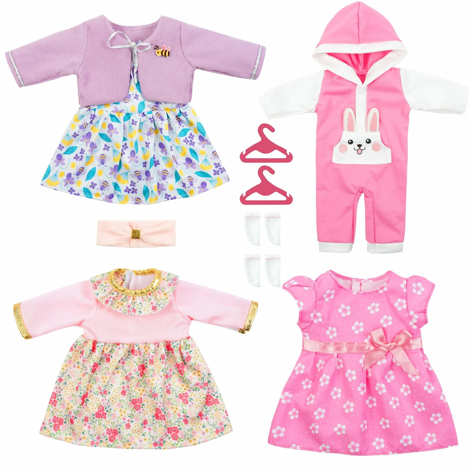 Aolso Ropa para Muñecas Bebé，4pcs Ropa para Muñecos Bebé，Conjunto de Ropa de Muñeca,Juego de Disfraz de Muñeca para Niños y Niñas,Accesorios para Muñeca(no muñecas)
