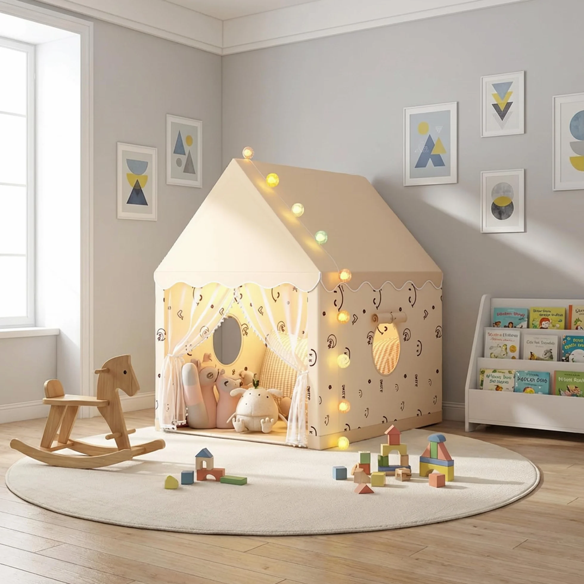 Tienda de campaña Infantil Casitas de Tela Castillo de Princesa Beige