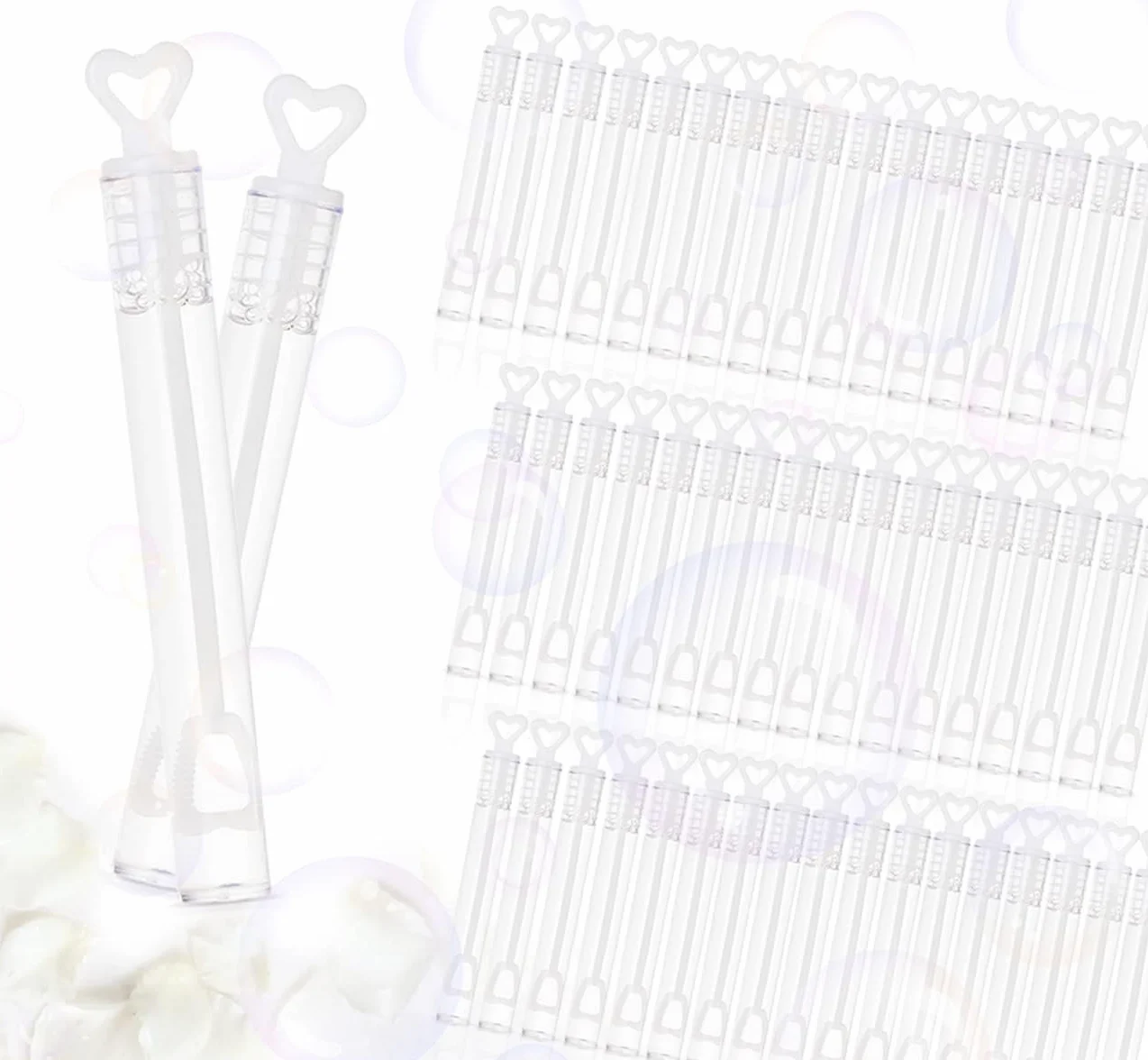 Sweelov 100 Pompas de Jabón para Bodas Burbuja Pomperos Varita Tubo con Líquido para Boda Fiesta, Blanco