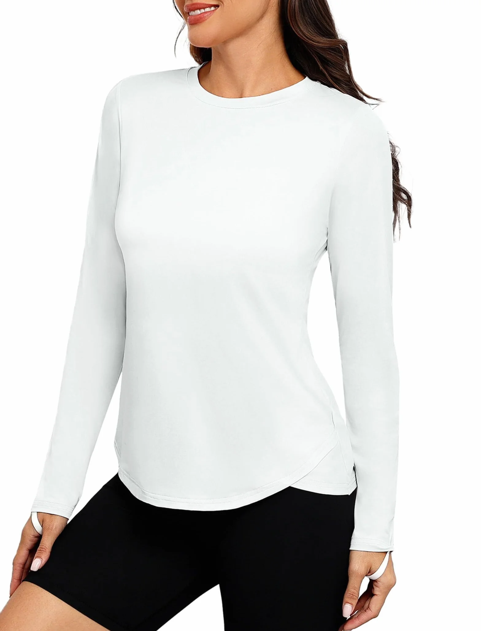 PINSPARK Camiseta deportiva Mujer Protección solar UPF 50+ secado rápido ligera correr manga larga yoga transpirable Rash Guard