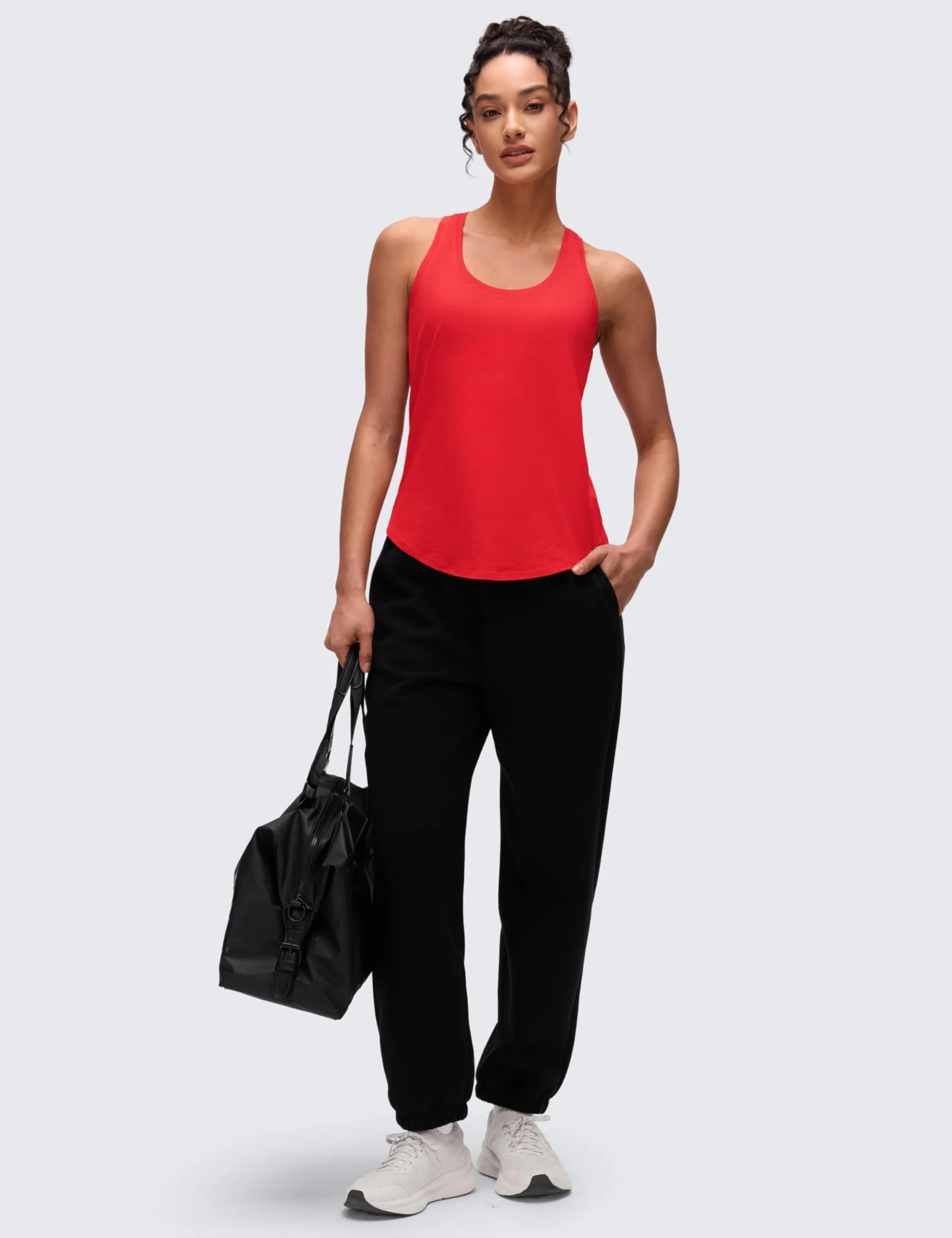 CRZ YOGA Mujeres Camisetas Sin Mangas Algodón Pima Y-Espalda Ligera