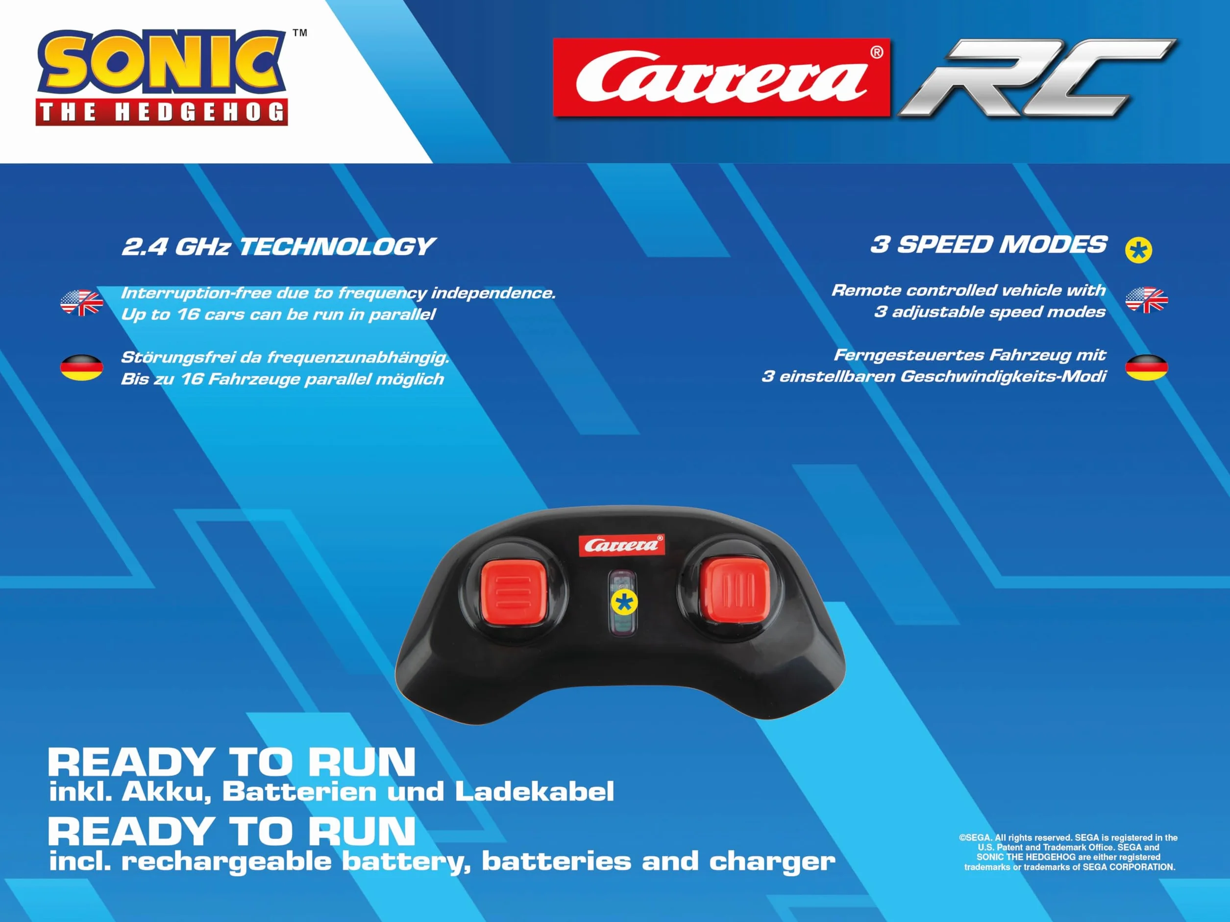 Carrera - 370430022 RC Equipo Sonic Racing Mini RC, Sonic 1:43