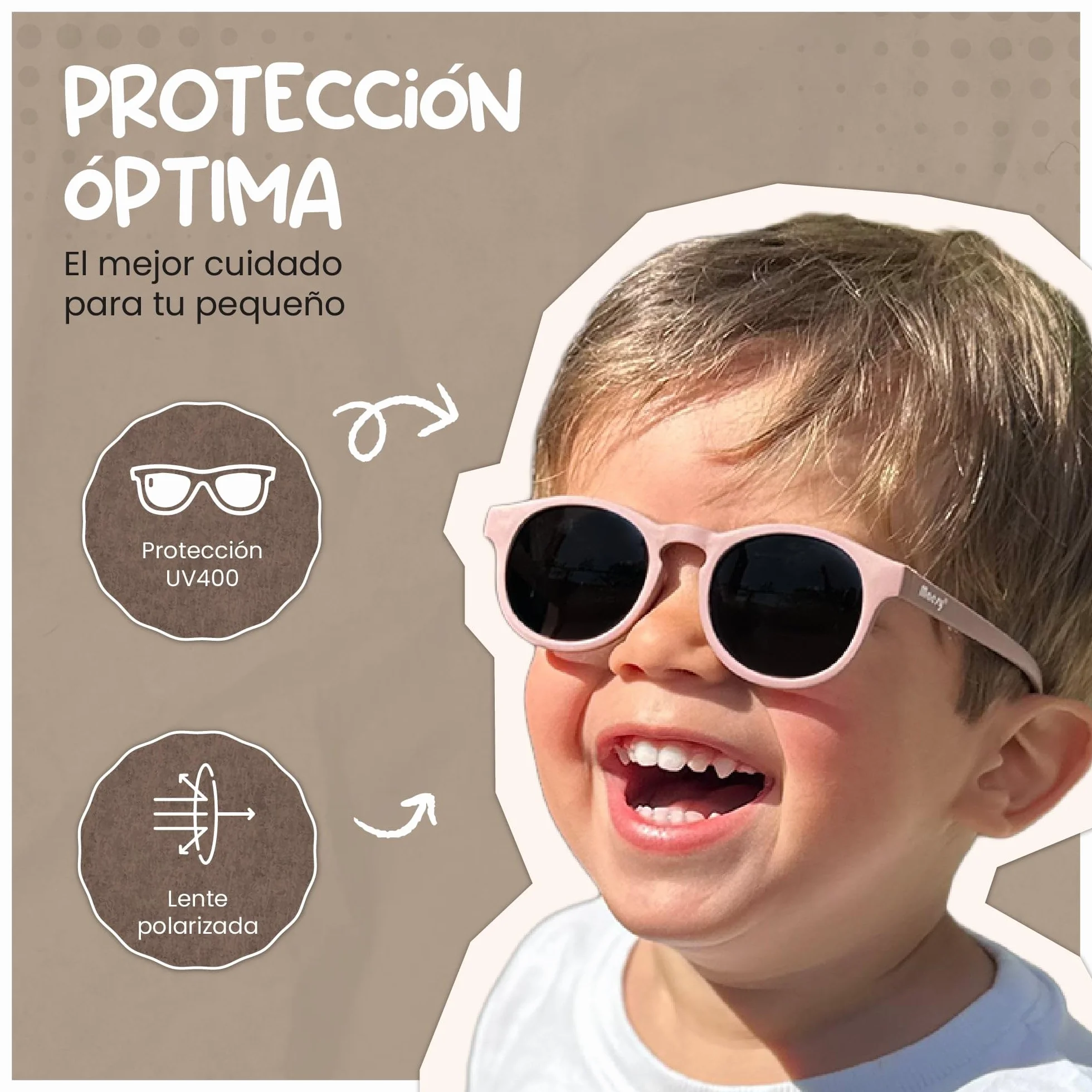 Gafas de Sol Polarizadas UV400 para Bebé y Niño 1-3 Años Montura Flexible Bowi