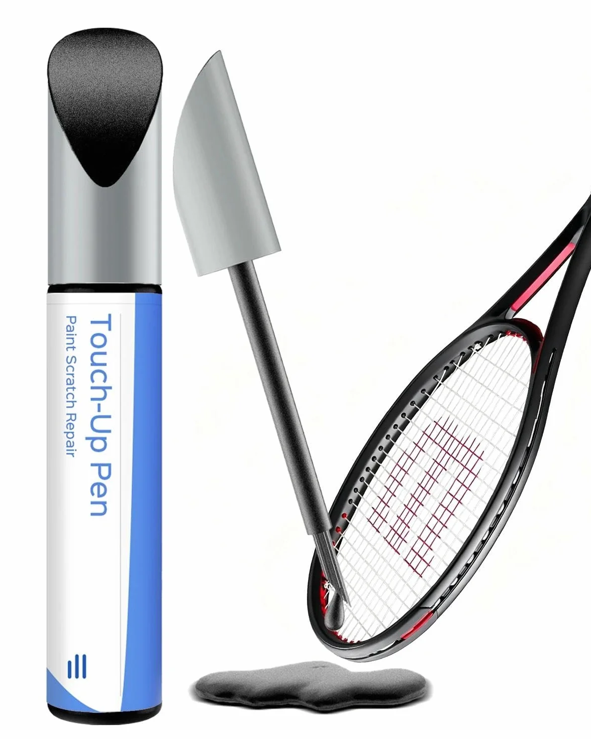 Wilson Lápiz de retoque negro para raquetas de tenis Reparación arañazos renovación color