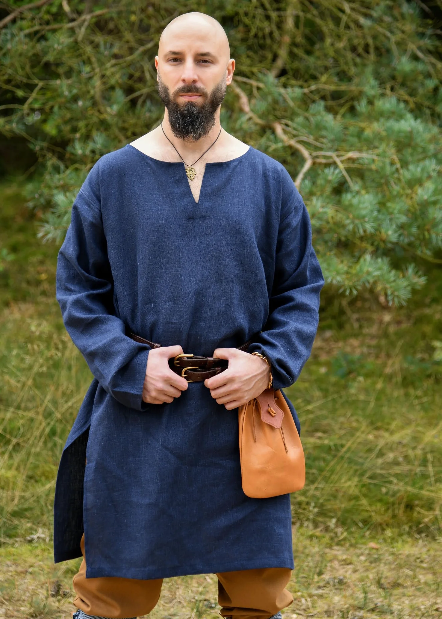 Ulfberth - Túnica de lino medieval - Camisa vikinga - Ropa medieval para hombre - Mercado medieval, vikingo, pirata, LARP
