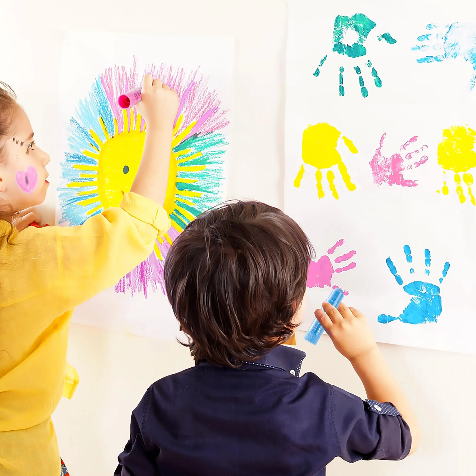 Palillos de pintura de témpera, 15 colores, pintura de témpera sólida para niños, secado súper rápido, pintura lavable, funciona muy bien en papel, madera, vidrio, cerámica y lienzo