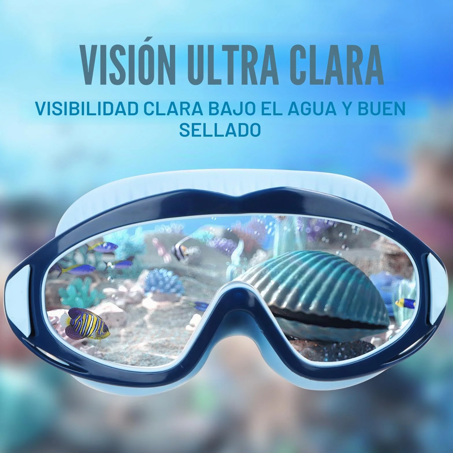 Gafas de natación para niños 3-15 años antivaho impermeables máscara de buceo panorámica 180° antifugas