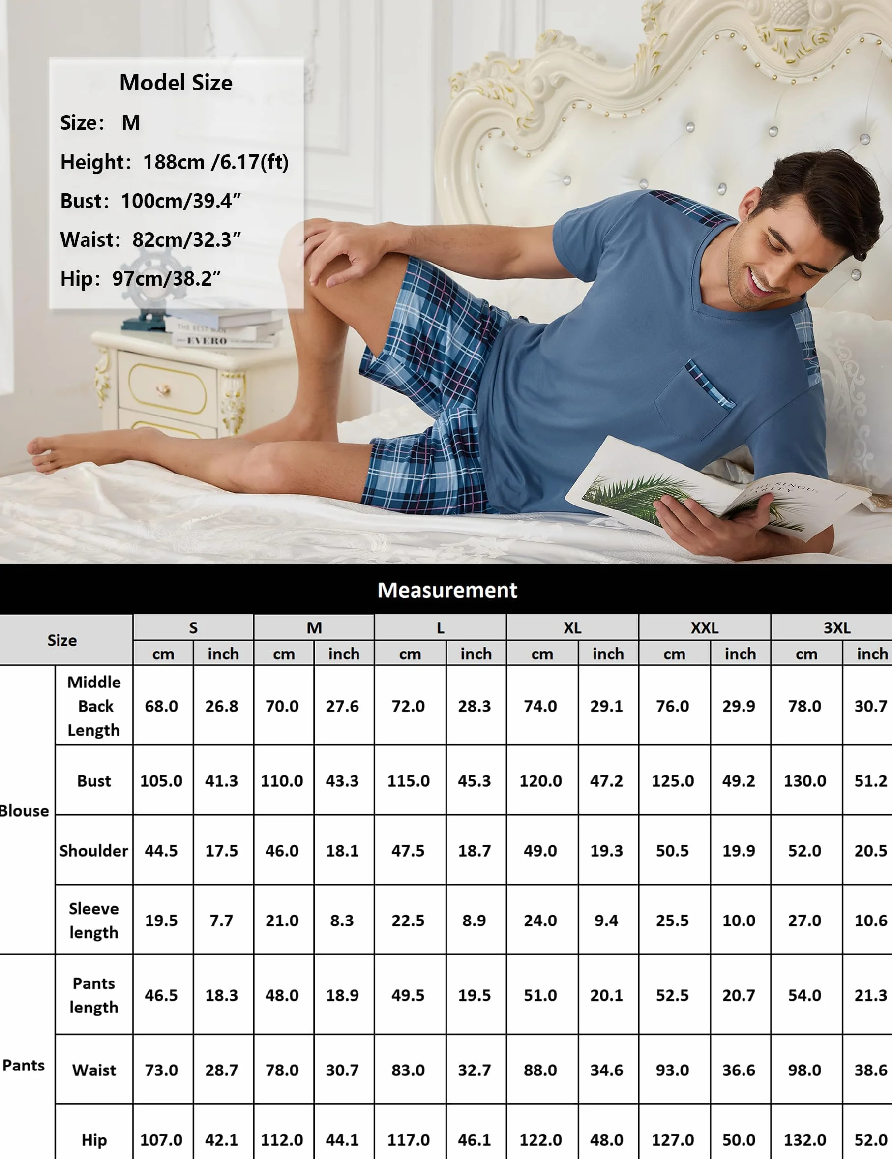 Litherday Pijama Hombre Corto de Algodón Verano Manga Corta 2 Piezas