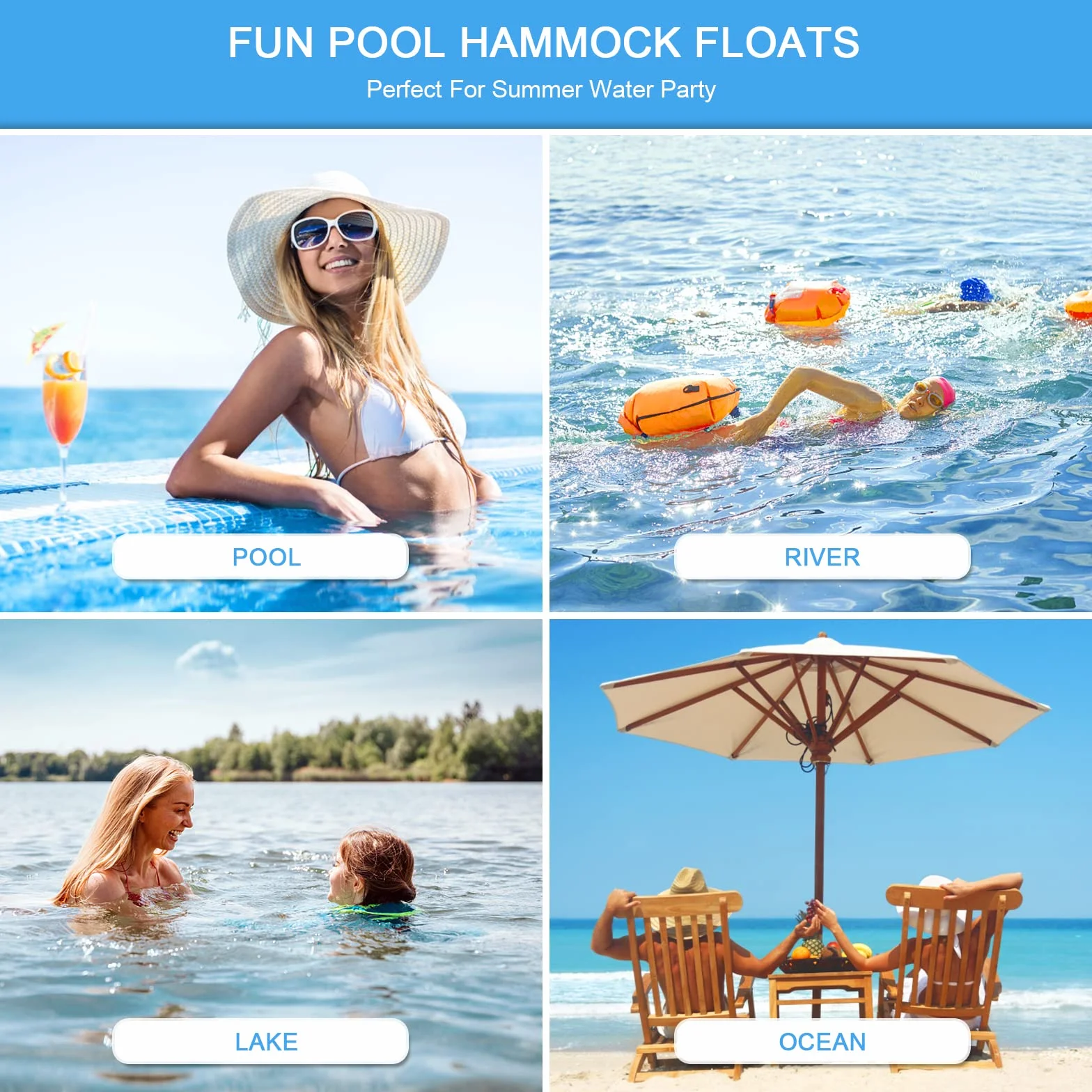 Colchoneta Piscina Adultos Hinchables para Piscina Flotadores Piscina Hamaca De Agua Colchonetas Inflables Piscina Colchoneta Playa Hinchable Hamaca Piscina Flotante Juguetes para Fiestas Océano