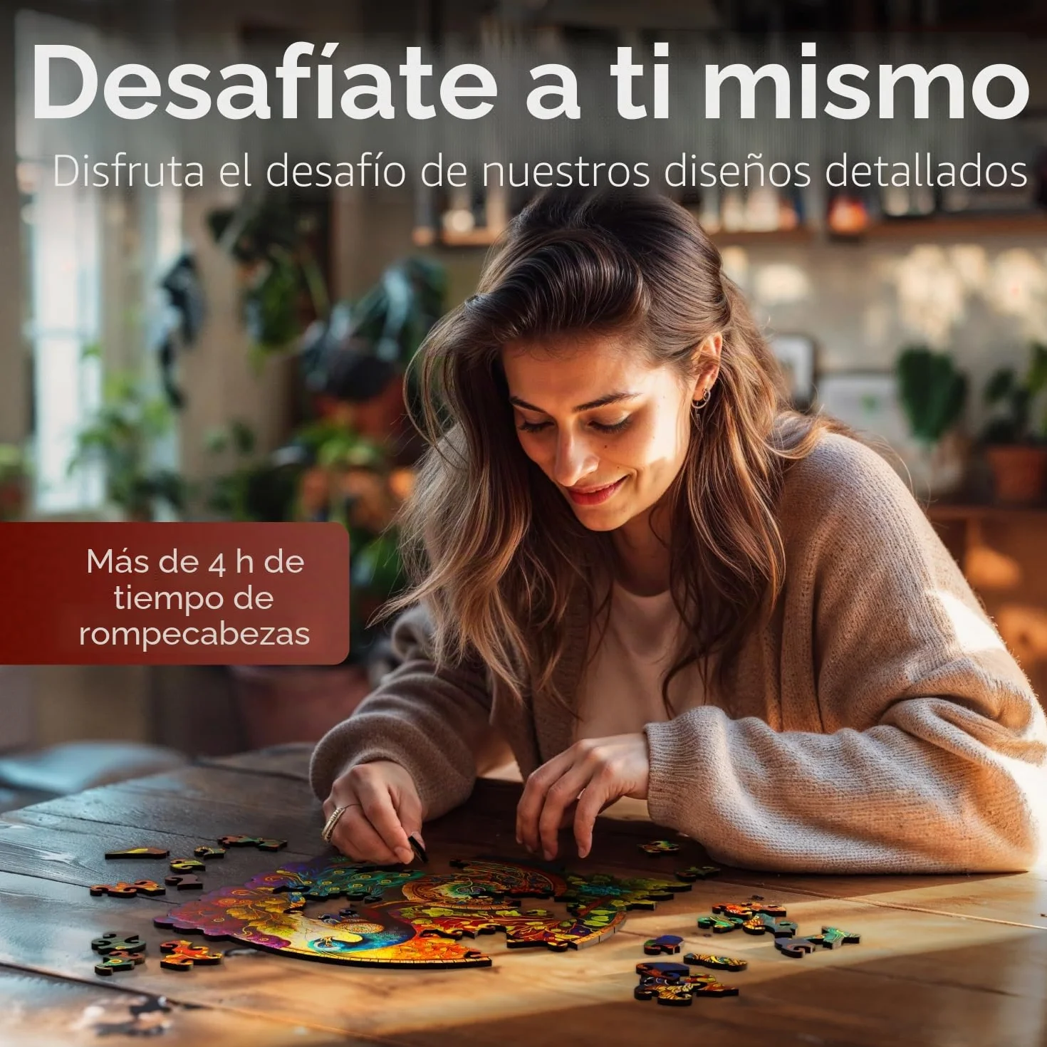 Crafthub Puzzle de Madera de Animales – A3 Animal Rompecabezas para Adultos – Pavo Real – Formas de Rompecabezas únicas – 127 Piezas – 26.9cm x 27.3cm