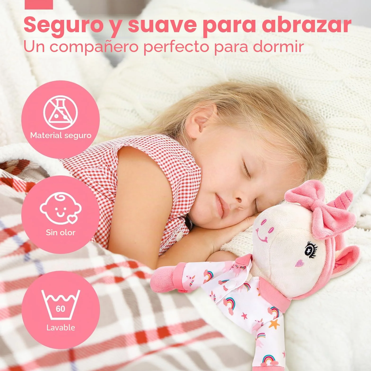 hahaland Unicornio Peluche Juguete Niña 3 años con 3 Set de Ropa y Bolsa