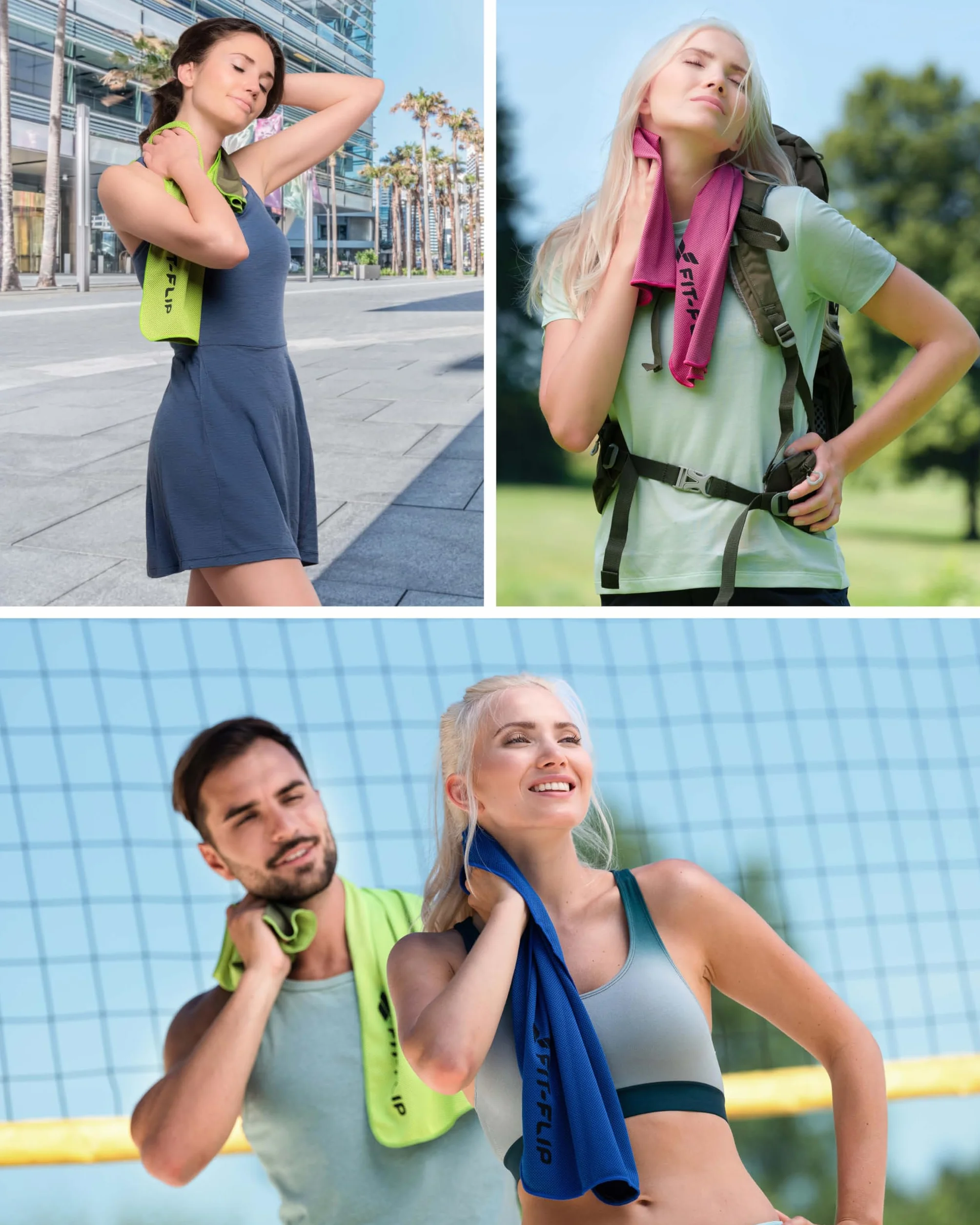 Fit-Flip Toalla fría Set de 3 Unidades – Airflip Cooling Towel para Senderismo, Tenis y Viajes - Toallas de enfriamiento de Microfibra