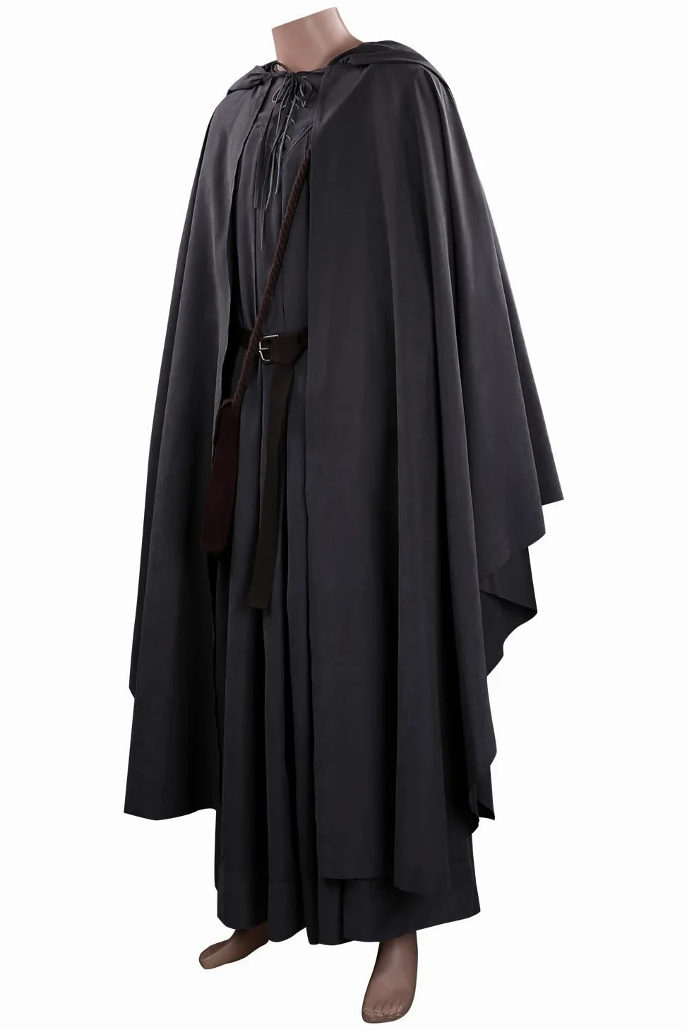 Disfraz de mago con capucha de anime, túnica larga, tops y cinturón, disfraz de cosplay para hombre